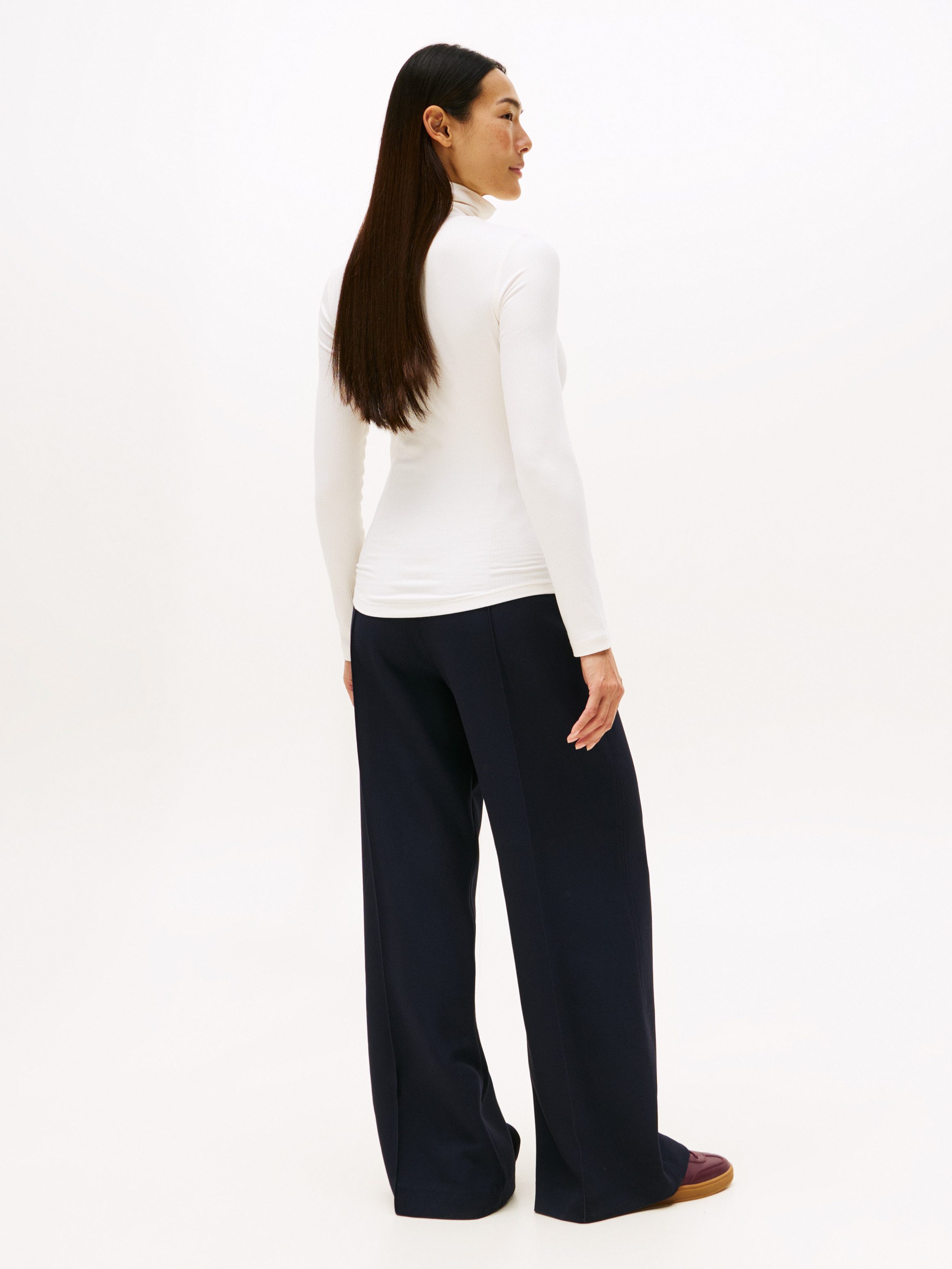 Tommy Hilfiger Langarmshirt SLIM 5X2 RIB ROLL-NK LS in gerippter Struktur