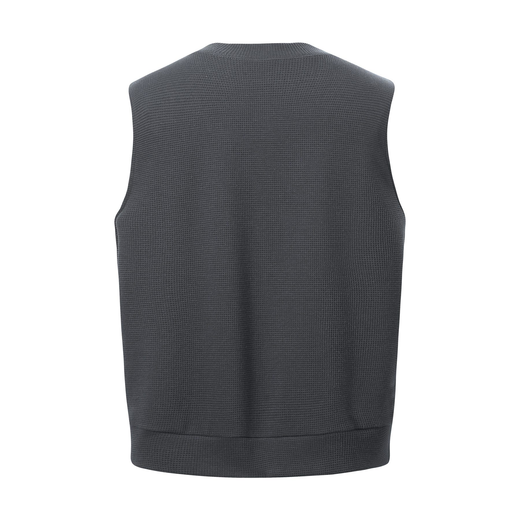 Allthemen Strickweste Herren ärmellose Strickweste mit V-Ausschnitt Waffelmuster, Taschen – Bild 2 von 5