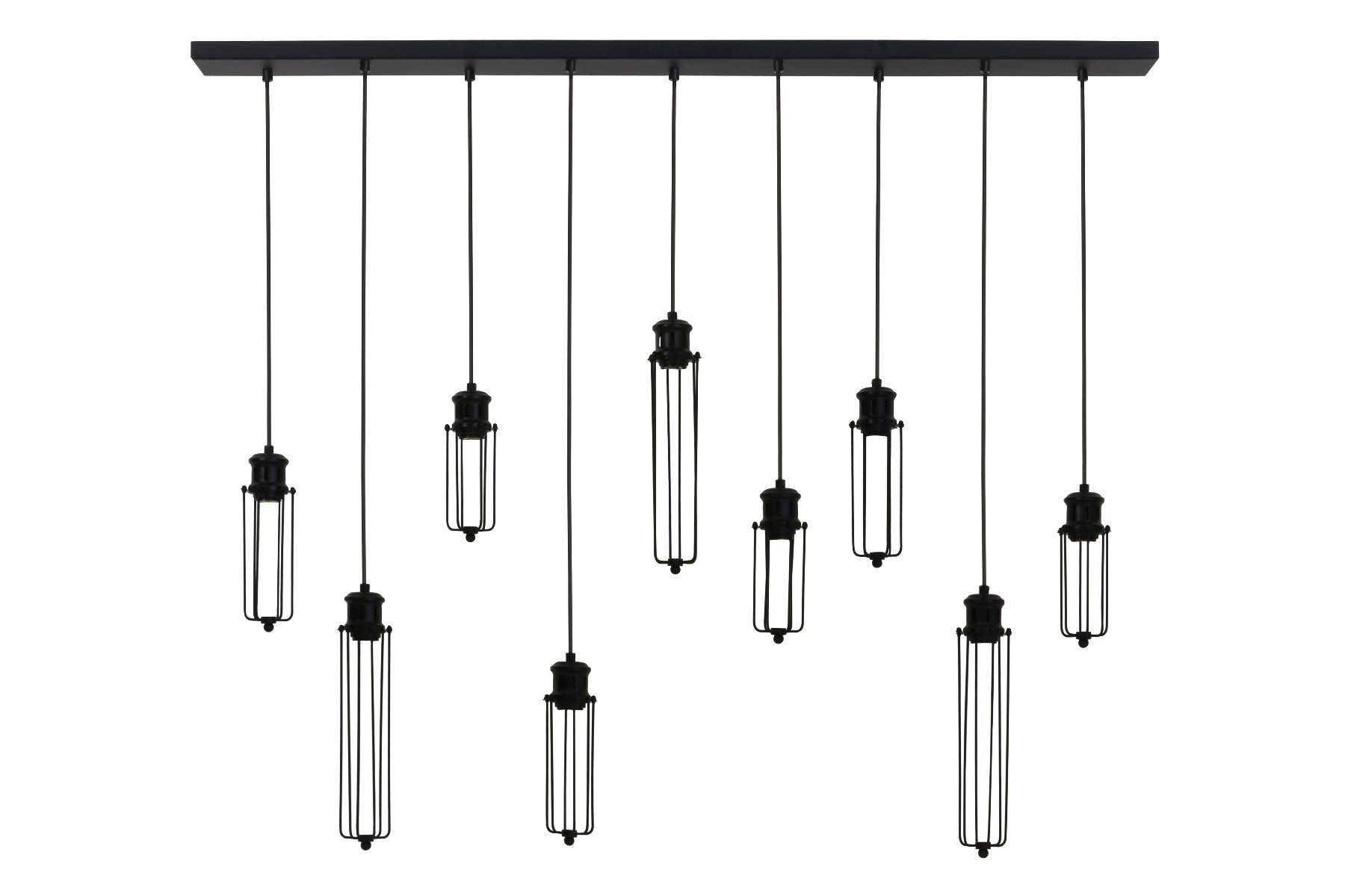 Dirk Davids Leuchten GmbH Hängeleuchten Hängeleuchte 9FL 140x14x79 cm DAGMAR schwarz 3065112, ohne Leuchtmittel