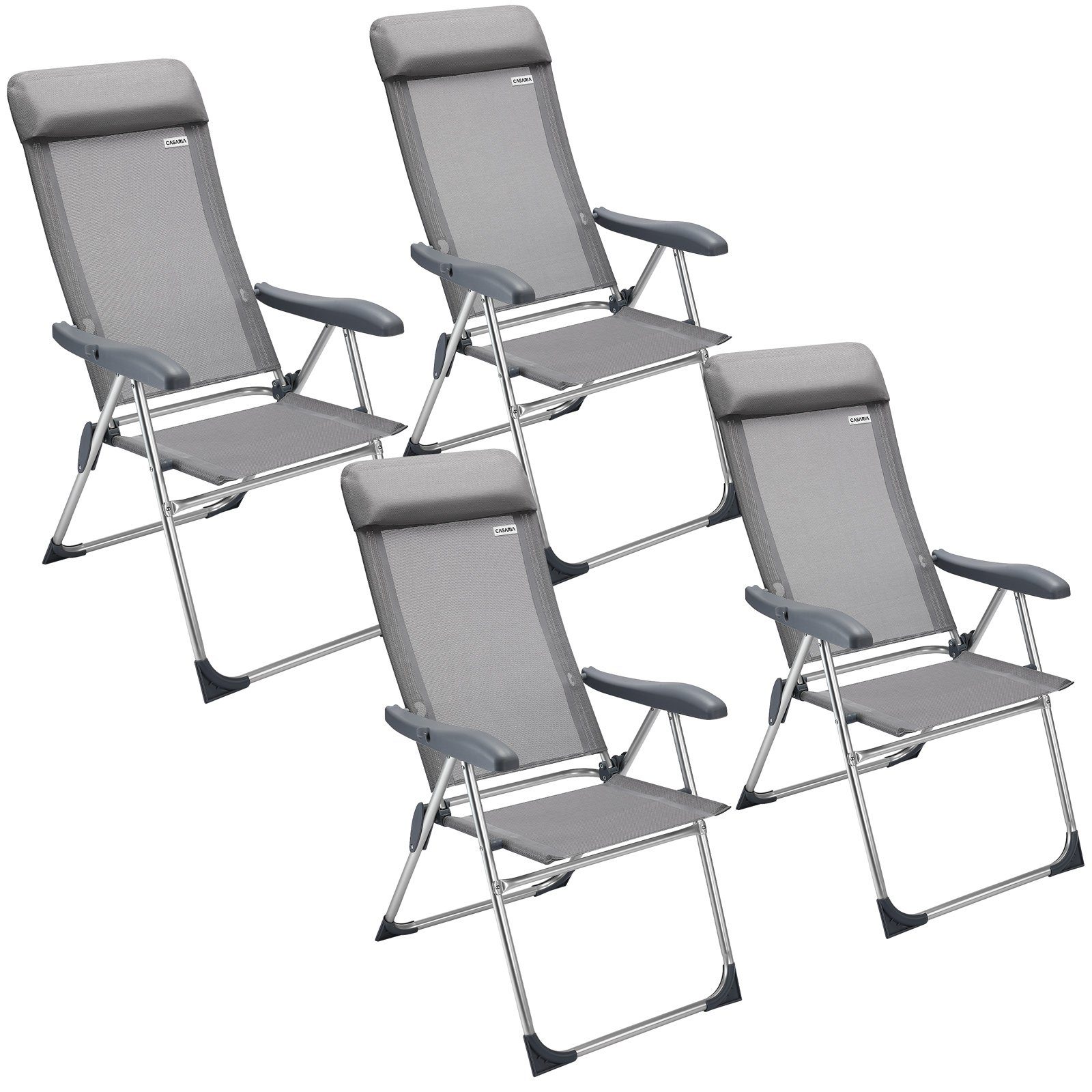 Casaria Gartenstuhl (4 St), Klappbar 4er Set 7-fach Verstellbar Alu mit hoh günstig online kaufen
