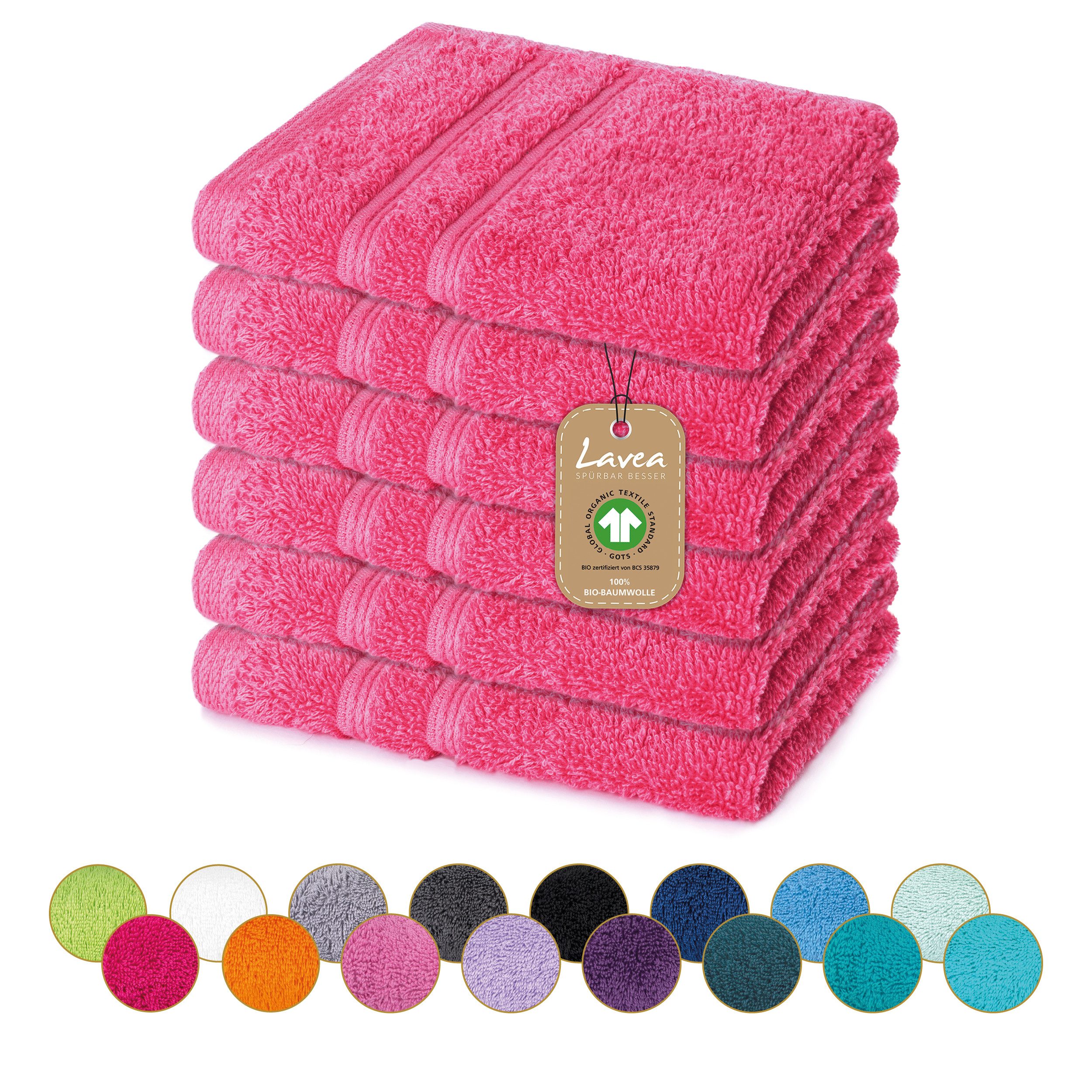 Lavea Seiftuch Bali Seiftücher, Waschlappen Frottee 30x30 cm, Weiches Bio-Baumwollfrottee (Set, 6-St), kleine Handtücher, Handtuch-Set, GOTS-zertifiziert, 500g/m²
