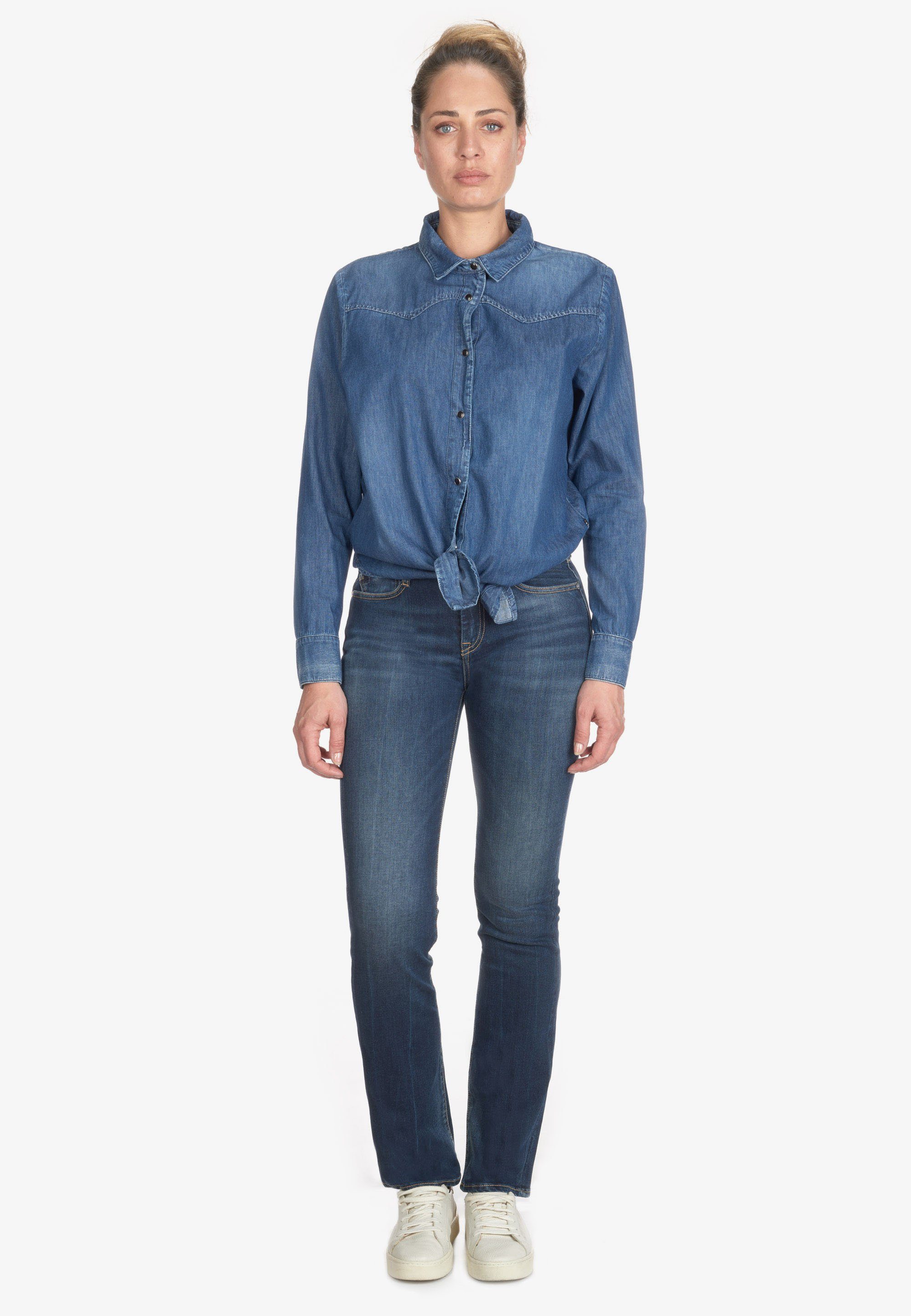 Des FELIXA Klassische Le in Bluse Temps tollem Jeans-Look Cerises