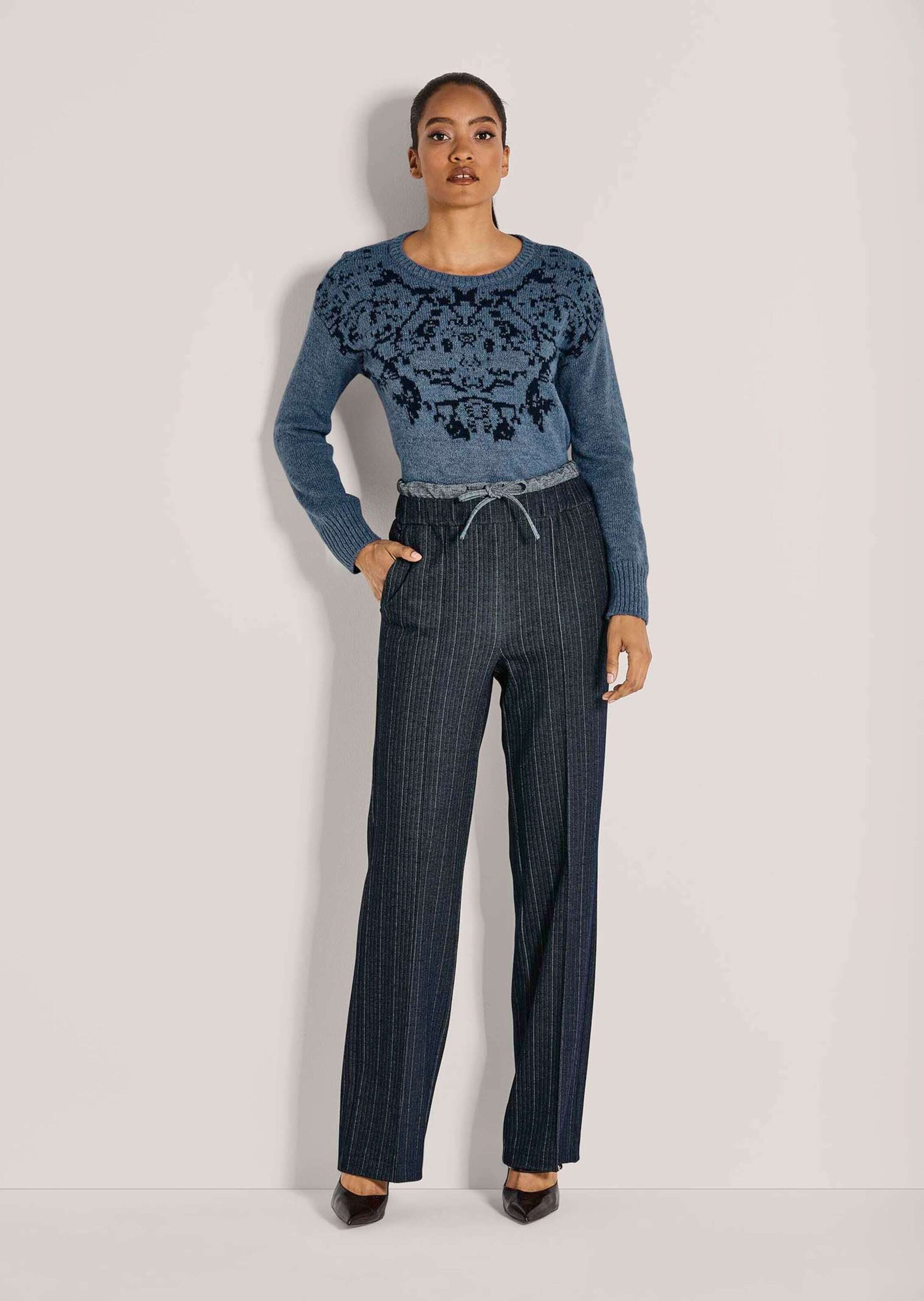 MADELEINE Jerseyhose Elegante Jersey-Hose mit Fischgrat-Muster Stoffhose mi günstig online kaufen