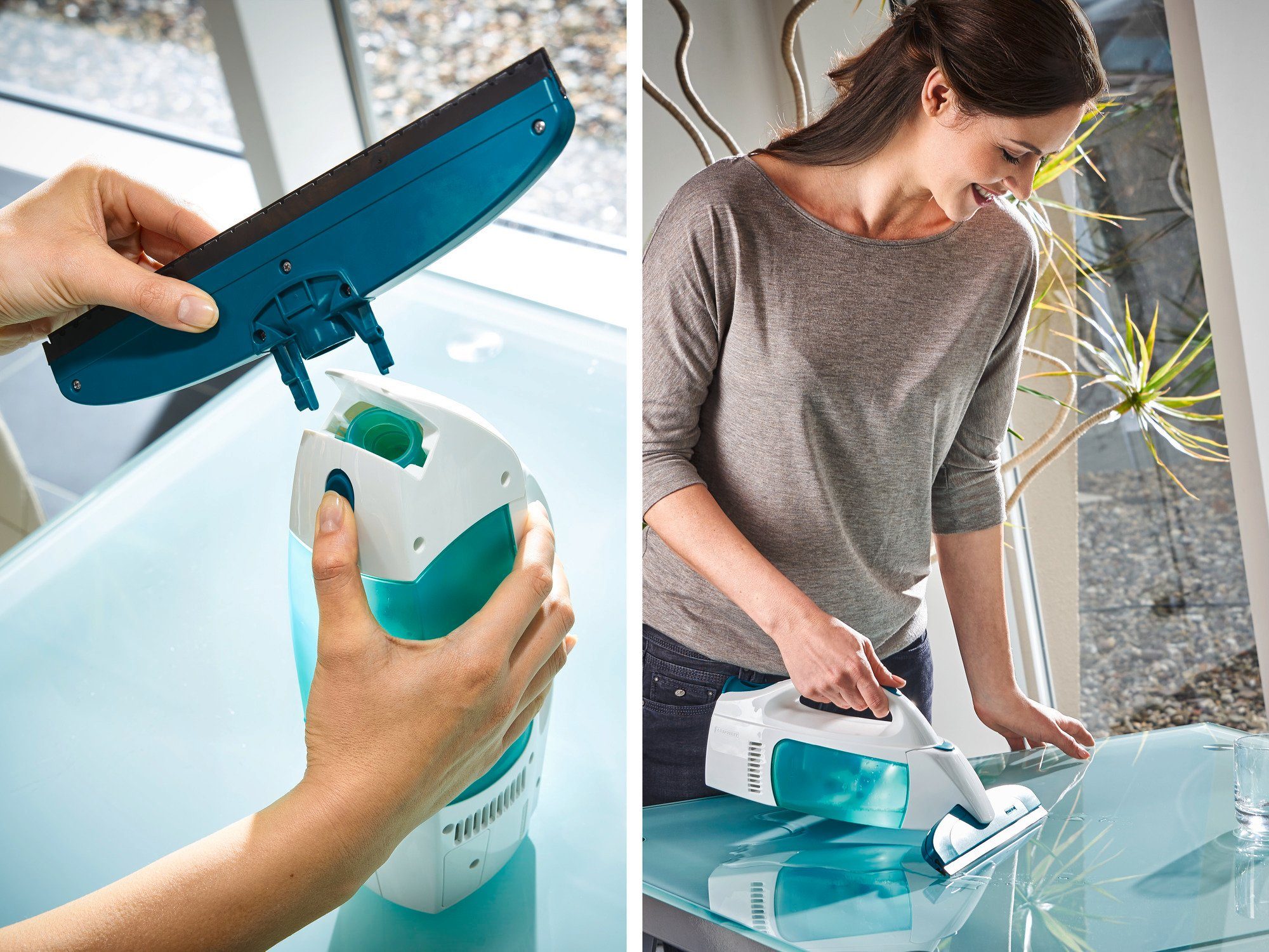 Set & mit Fenstersauger Dry schmaler Leifheit Wasch-Sauger Einwascher, Clean Saugdüse Stiel,