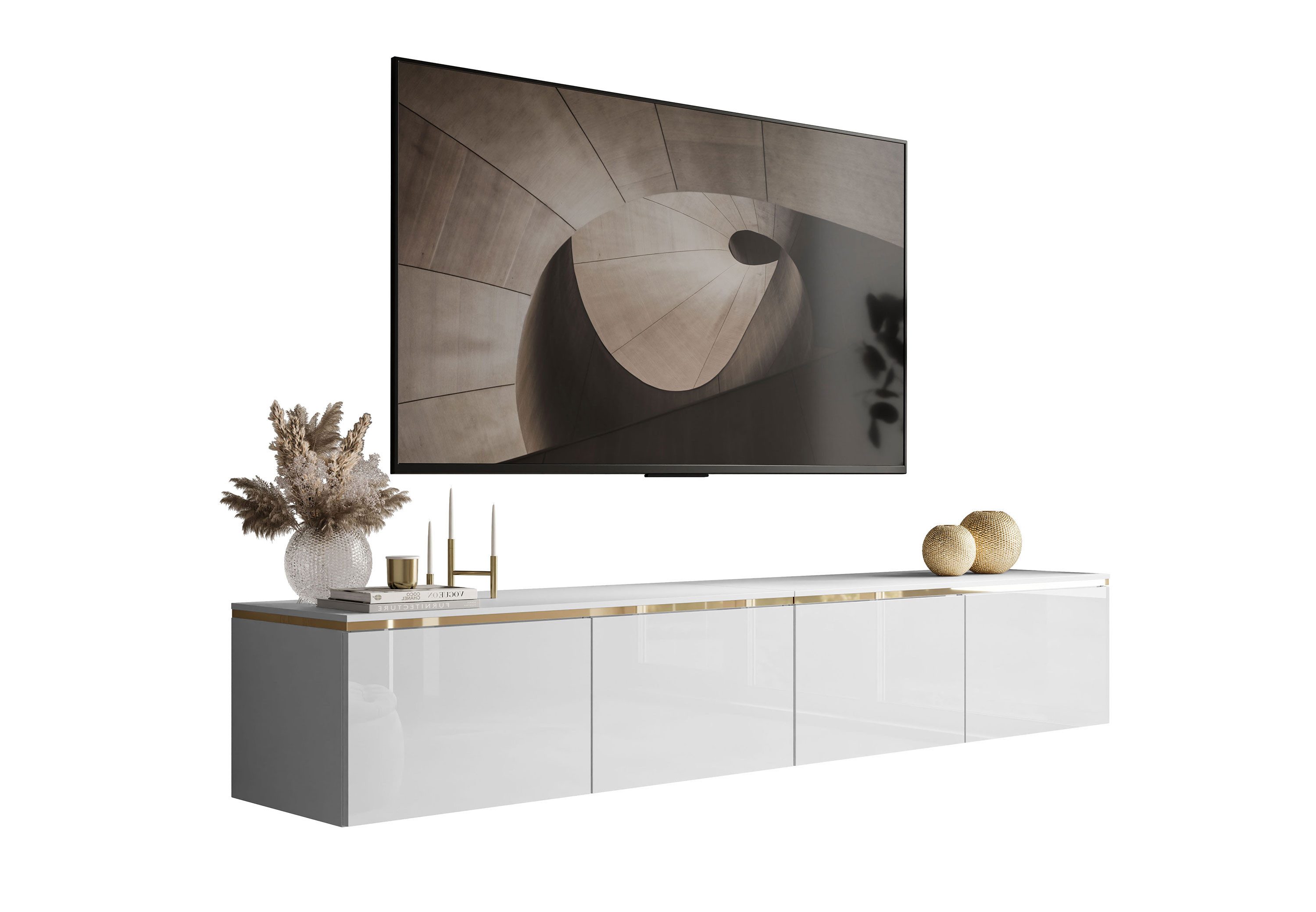 Lookway TV-Schrank CELINE GLOSS Hängeschrank mit LED-Beleuchtung Breite: 20 günstig online kaufen