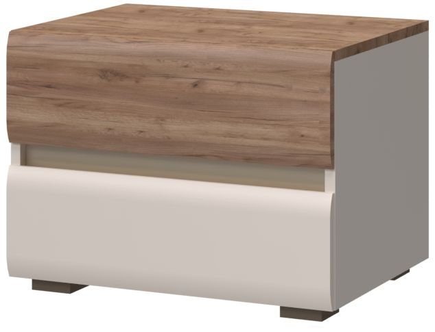 OTTO home Nachtkommode Invictus, UV lackiert (matt), mit Soft-Close-Funktion, grifflos (Trendfarbe cashmere kombiniert mit Eicheoptik), 2 Schubladen, 60/45/45cm (B/T/H), FSC-zertifiziert