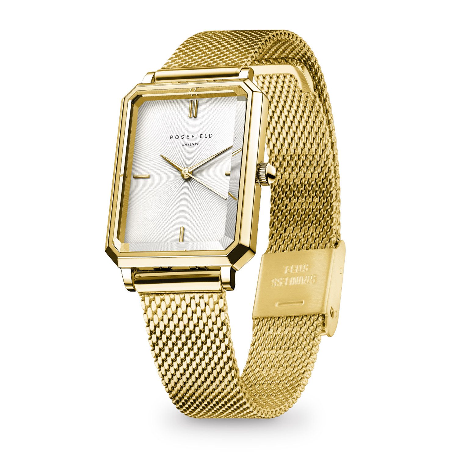 ROSEFIELD Quarzuhr Octagon XS Mesh Goldfarben günstig online kaufen