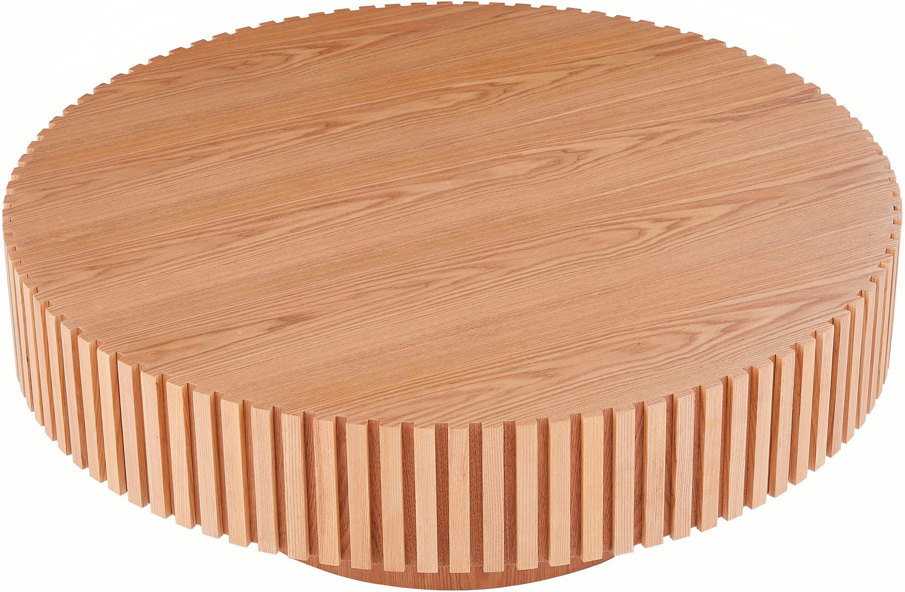 SalesFever Couchtisch rund mit Massivholz-Lamellen Ø 80 cm (1-St), Moderner Holztisch fürs Wohnzimmer mit Echtholzfurnier