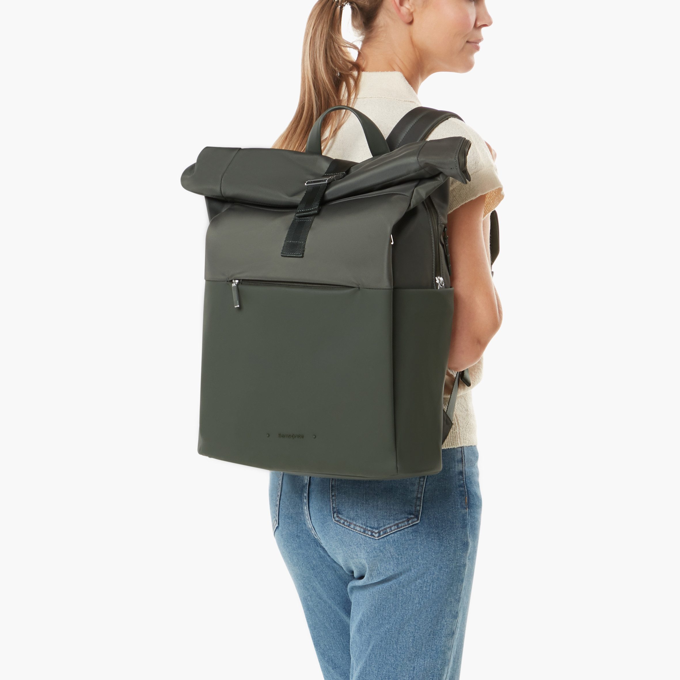 Samsonite Notebookrucksack 4PACK (Set, Mit Metalltag und Sticker Set), Unisex Rolltop-Rucksack, Überschlag mit Klippverschluss