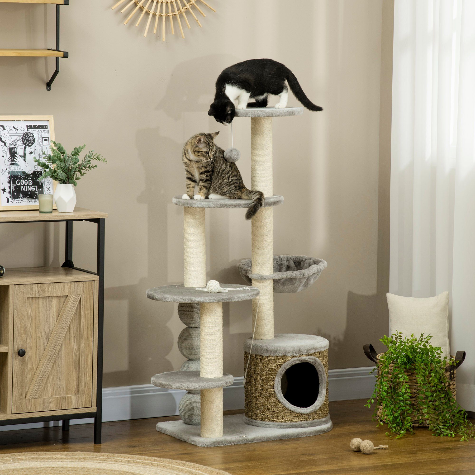 PawHut Kratzbaum mit Katzenhöhle, Hängematte und günstig online kaufen