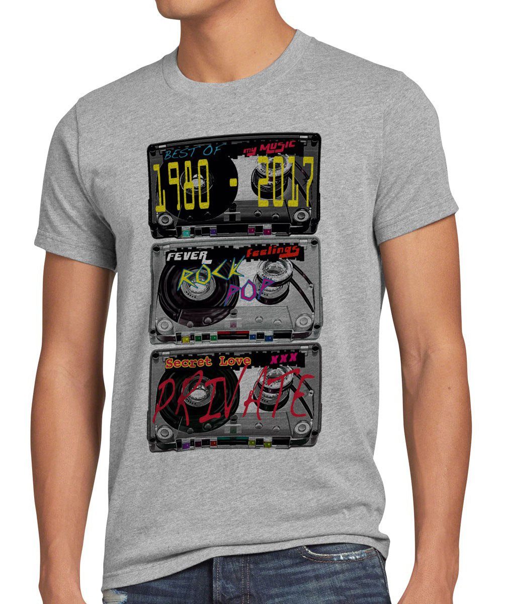 style3 Print-Shirt Herren T-Shirt Music disc retro musik disco tape  kassette player 80er pop dj top