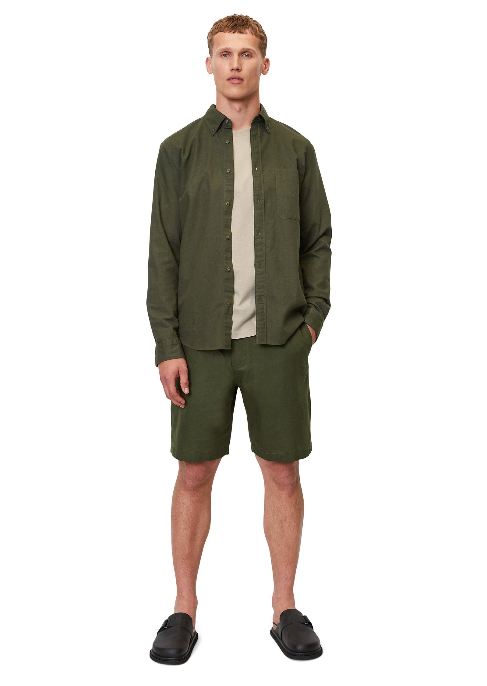 Leinen Shorts aus Marc und O'Polo Bio-Baumwolle grün