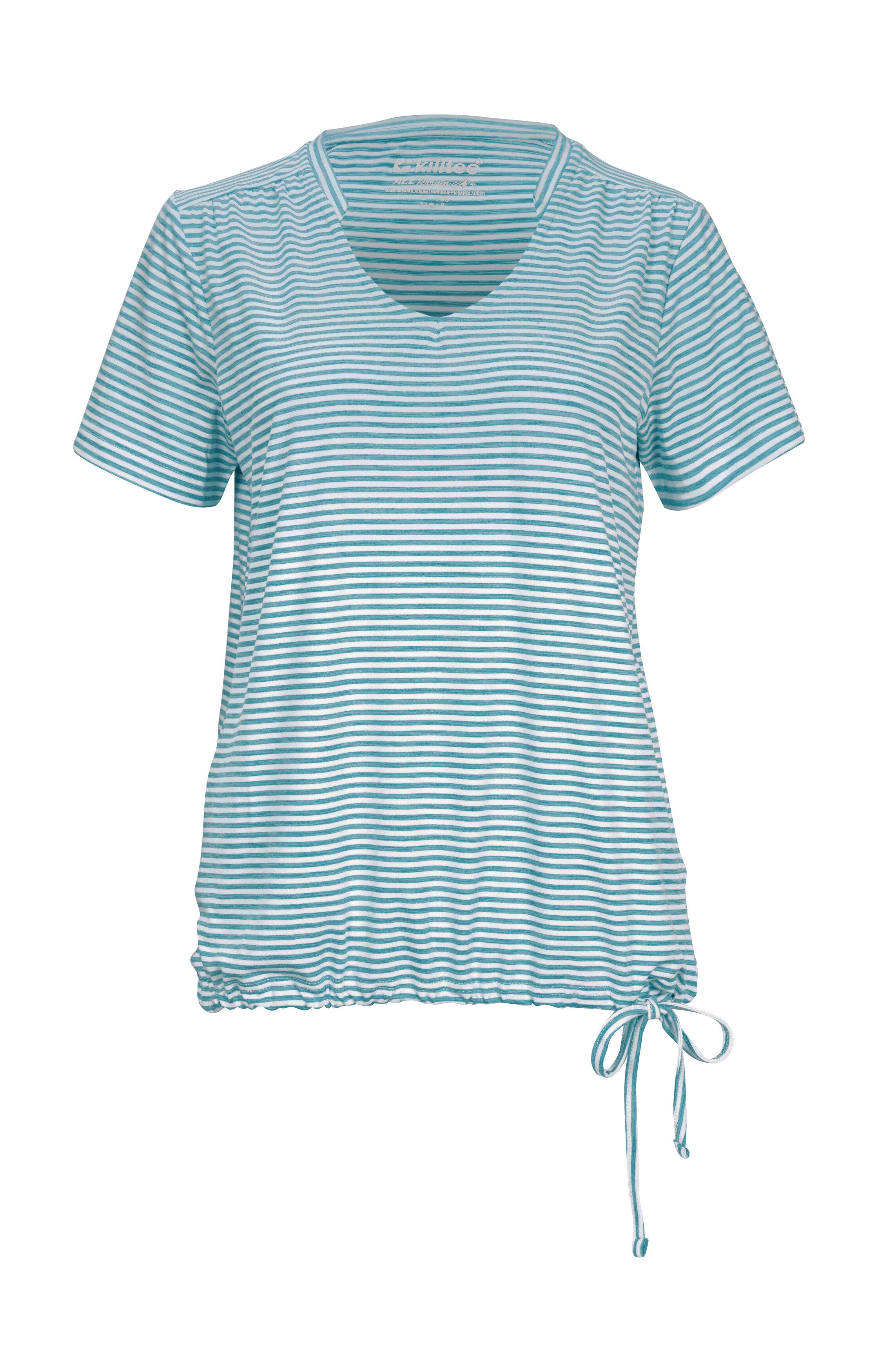 Killtec T-Shirt WMN TSHRT F Gestreiftes, schnelltrocknendes Funktionsshirt mit verstellbarem Saum