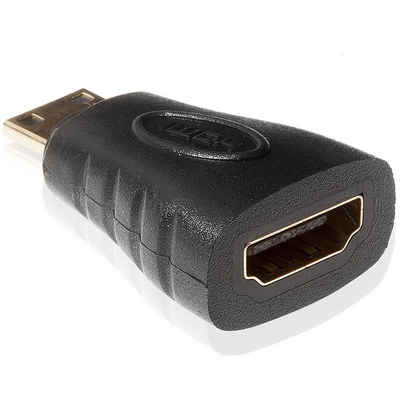 Poppstar HDMI-Adapter Mini HDMI Stecker zu HDMI Buchse HDMI-Adapter Mini HDMI Stecker zu HDMI Buchse, HDMI Adapter (HDMI Buchse auf Mini HDMI Stecker), vergoldete Kontakte