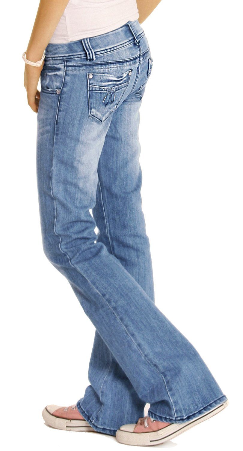 Kinder Teens (Gr. 128 - 182) be styled Bootcut-Jeans Organic low waist Damenhosen mit Bio Baumwolle, bequeme Jeans j06x-BIO