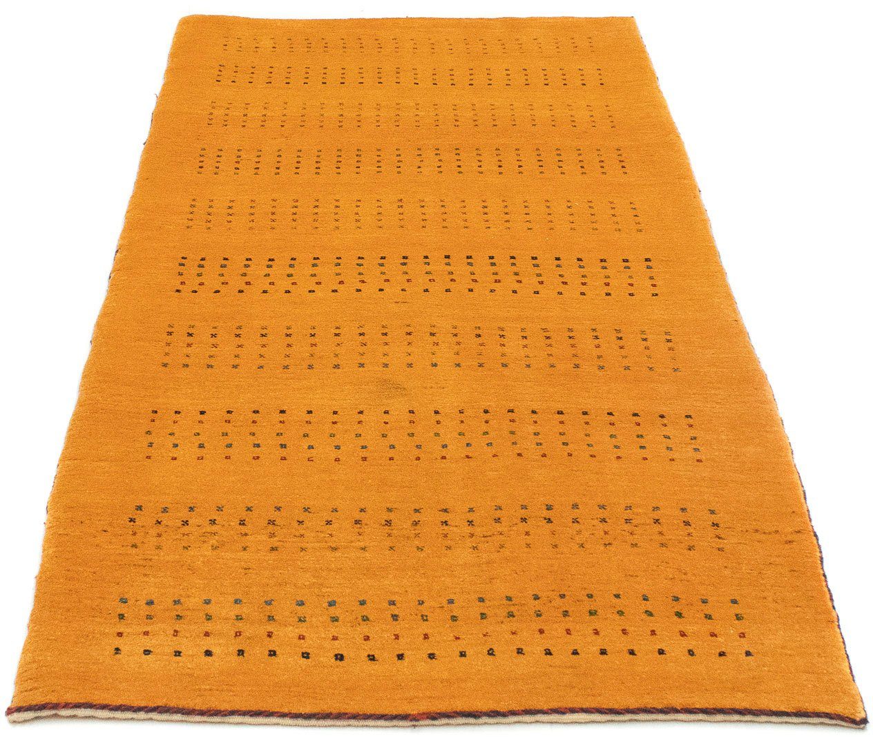 Wollteppich Loribaft Teppich handgeknüpft gold, morgenland, rechteckig, Höhe: 18 mm, handgeknüpft