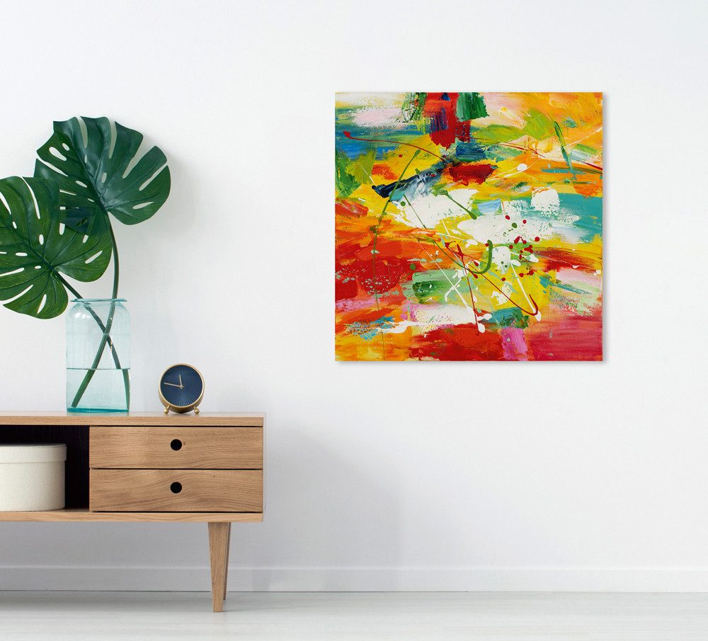 ArtUniverse Gemälde Buntes Farbspektakel 60 x 60 cm, Abstrakt