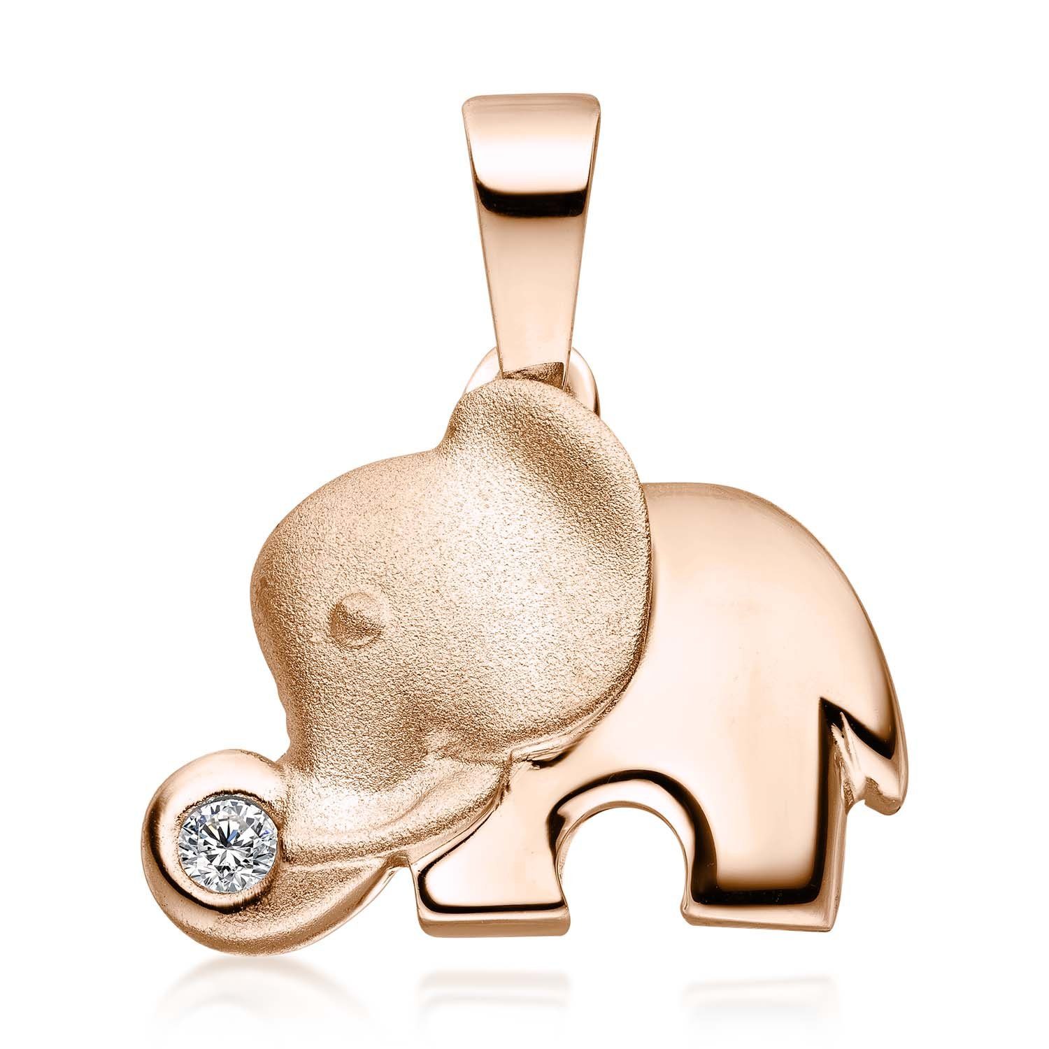Materia Kettenanhänger Elefant Damen Glücksbringer KA-379 Sterling Rose, Silber, vergoldet 925