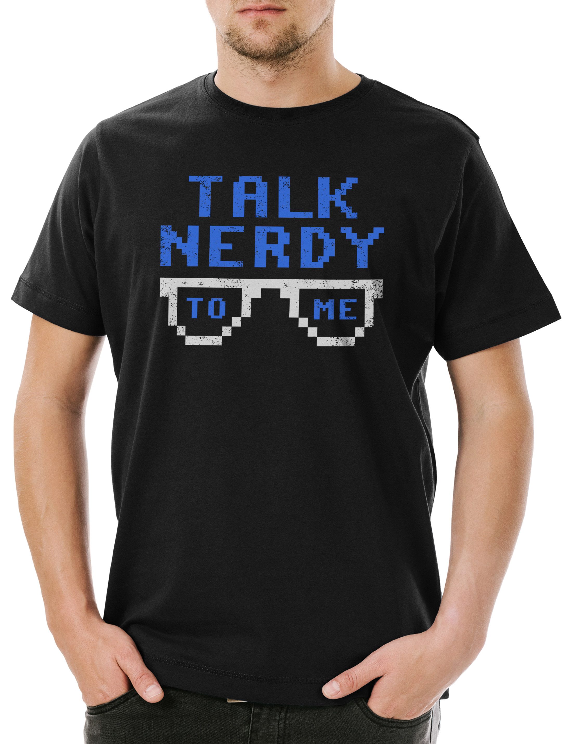 Print-Shirt Urban Backwoods Talk Nerdy To Me Herren T-Shirt Schwarz Größe XL