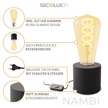 SSC-LUXon LED Bilderleuchte NAMBI Wand- & Tischlampe schwarz mit Kabel & Stecker mit Edison LED, Warmweiß