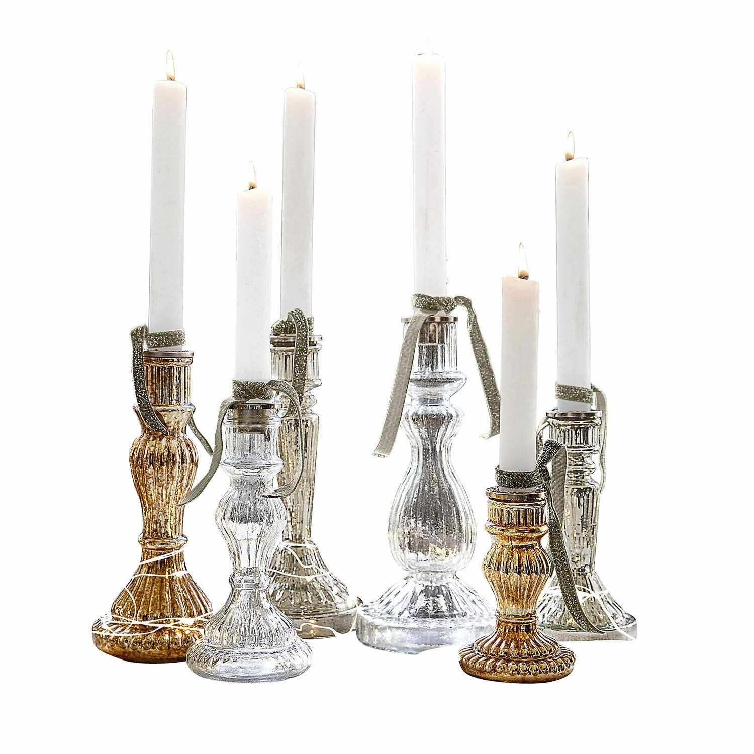 Mirabeau Kerzenständer Kerzenständer 6er Set Quirène gold/klar günstig online kaufen