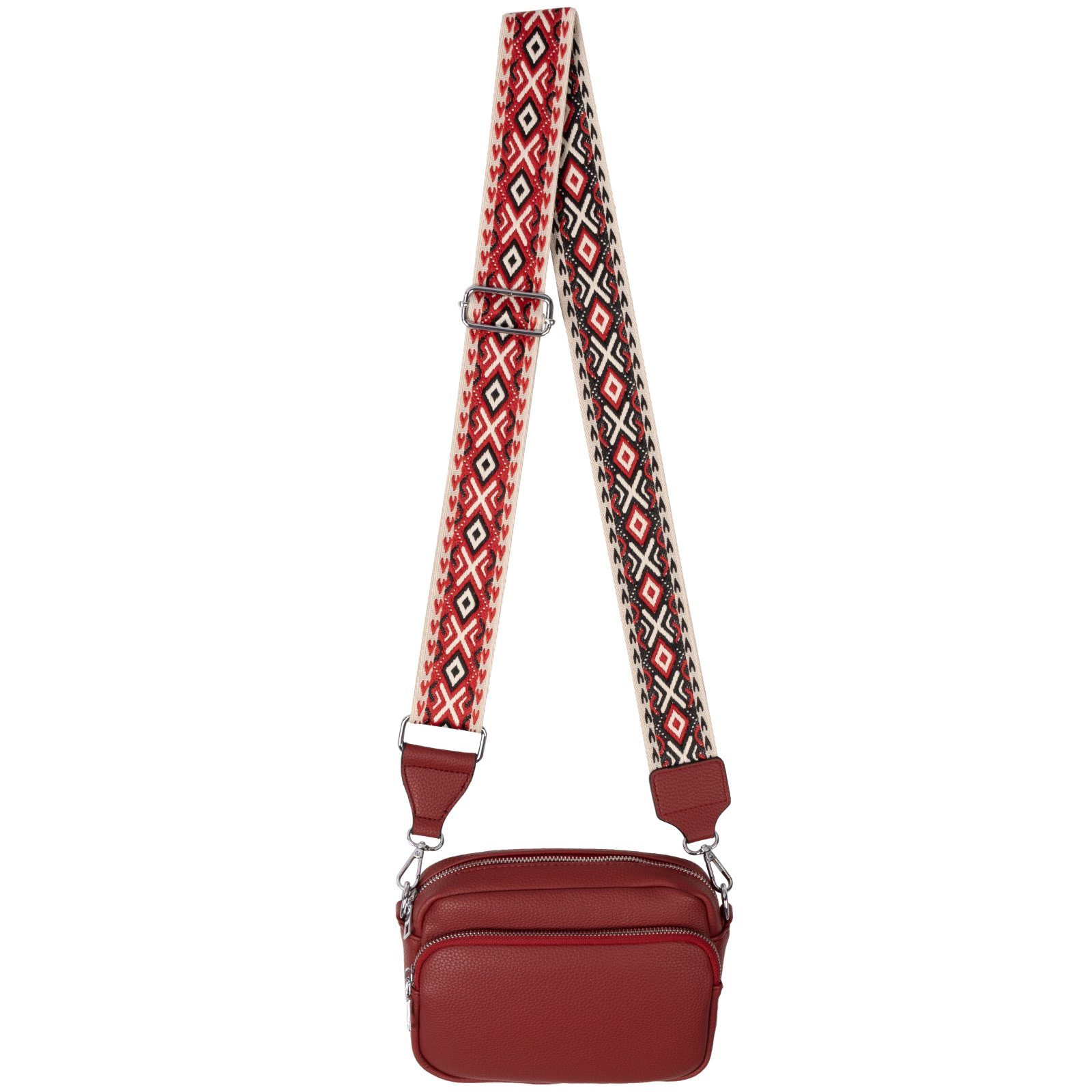 EAAKIE Gürteltasche Bauchtasche Umhängetasche Crossbody-Bag Hüfttasche Kunstleder Italy-D, als Schultertasche, CrossOver, Umhängetasche tragbar RED
