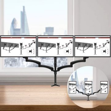 Duronic Monitorständer, (DM553 Monitorarm, Gefederte Monitor Halterung 3 Bildschirme bis 27" Zoll, LCD LED Display Ständer bis 5 kg, Höhenverstellbar, Neigbar -90° bis +85°, Drehbar 360°, Monitorhalterung VESA)
