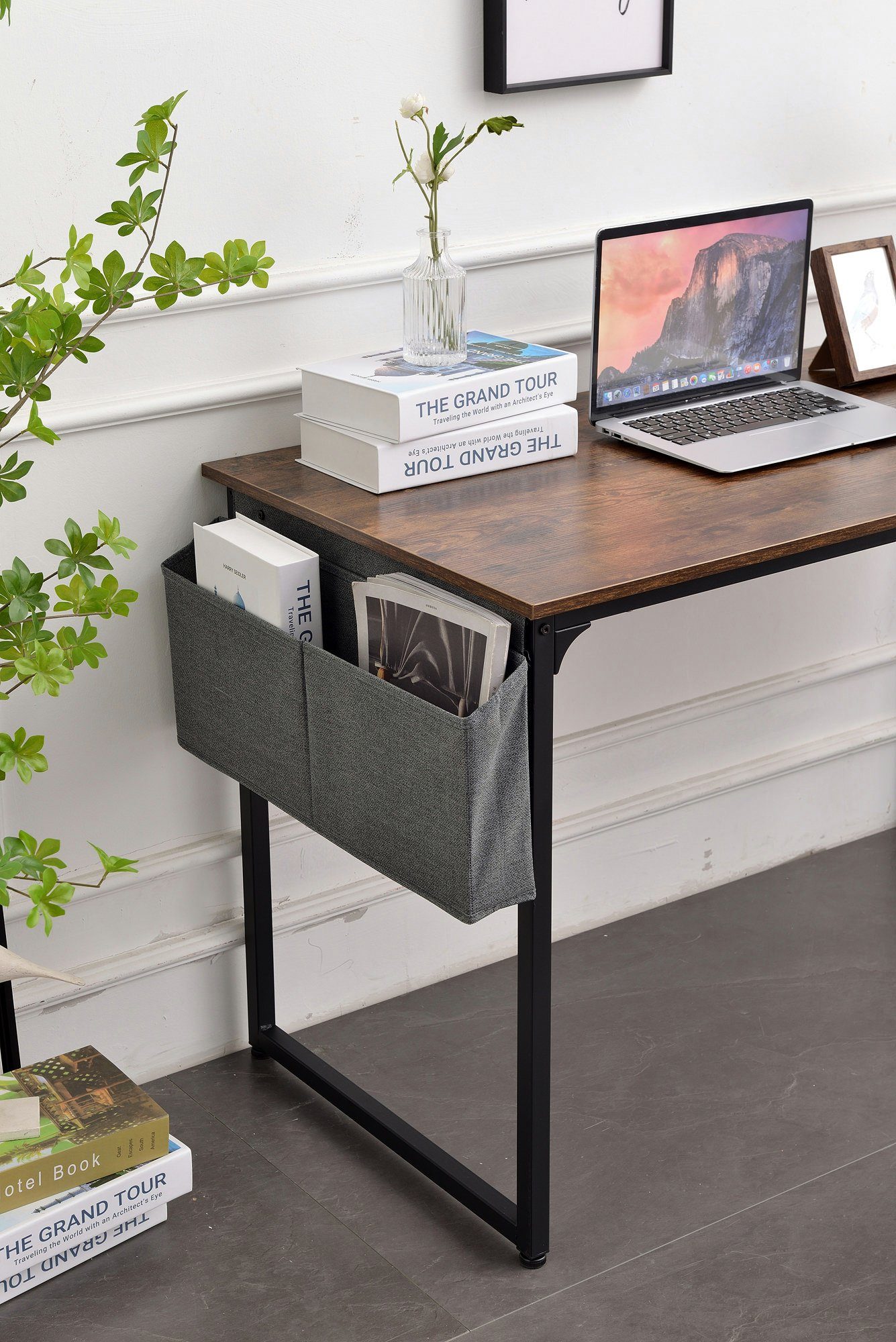 CLP Schreibtisch MDF dunkelbraun aus Greeley, Industrie-Design, Tischplatte