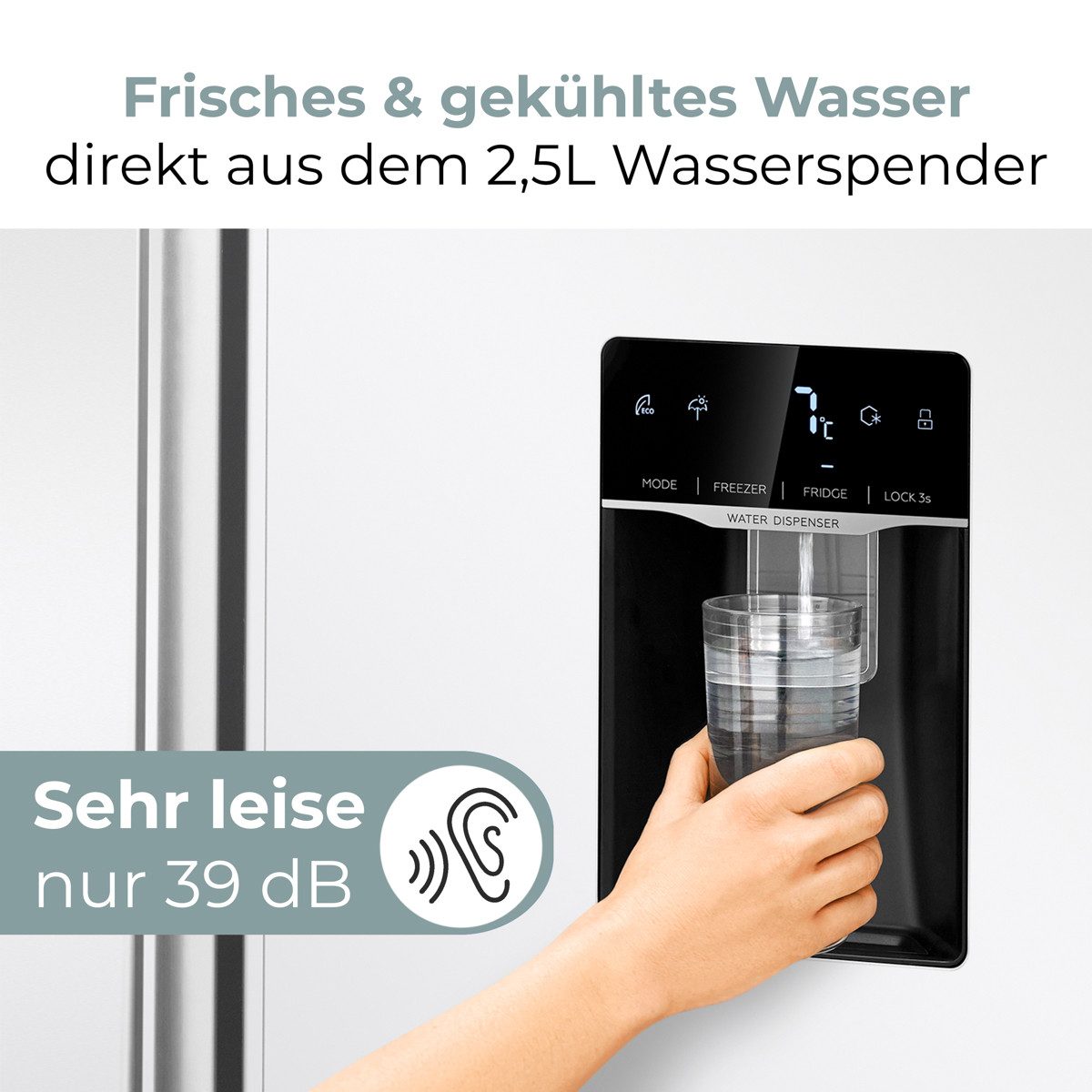 BOMANN Side-by-Side SBS 7367, 177 cm hoch, 91 cm breit, Side by Side Kühlschrank, Wasserspender mit Tank