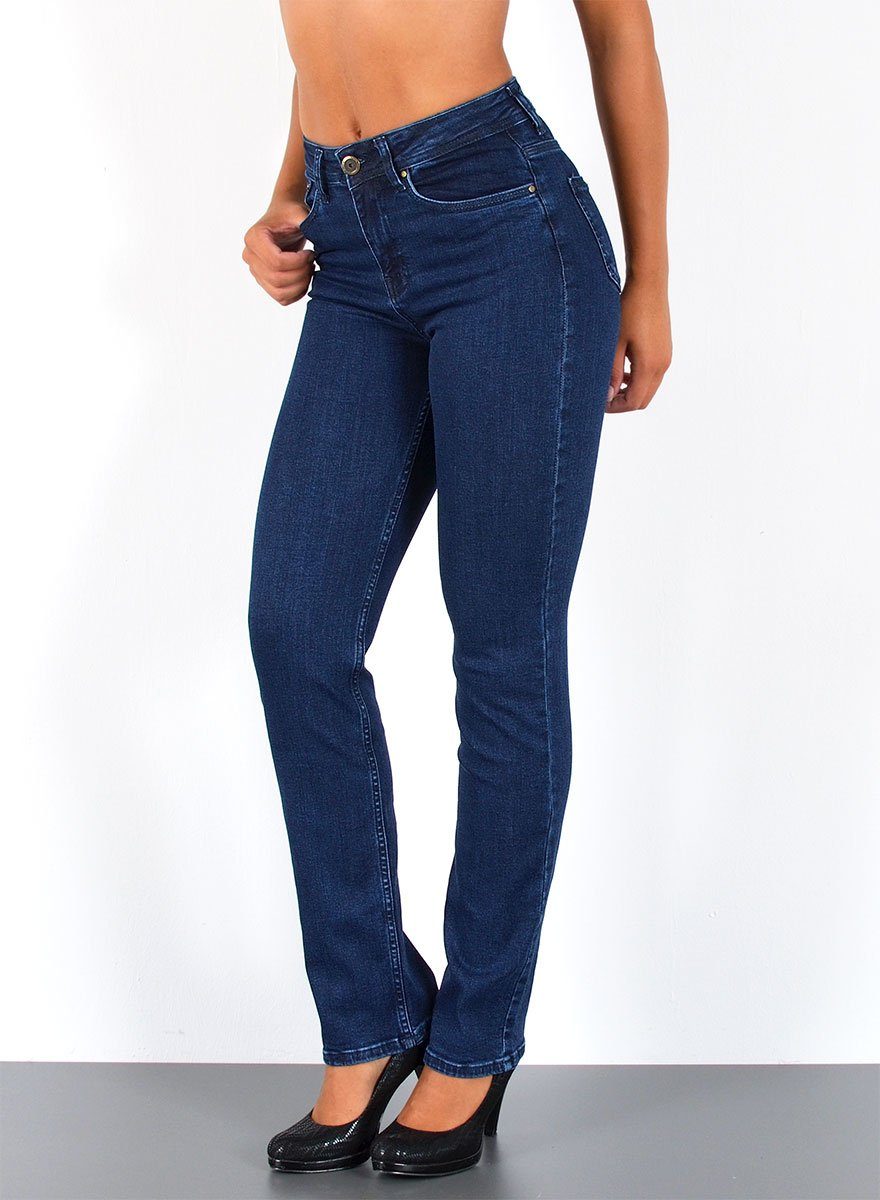 ESRA Straight-Jeans G500 Damen Straight Fit Jeans High Waist, bis Übergröße / Plussize Größe, Damen Gerade Schnitt Jeans Hose hohe Leibhöhe bis Große Größen, Hoch Bund Jeans Gerades Bein Regular Fit mit Stretch, Straight Leg Jeanshose hoher Bund bis zur Taille, Jeans Damen Straight Fit, Stretchjeans Damen, Damen Jeanshose Große Größe, Straight Fit Jeans, Damen Jeans, Jeans Damen, Jeans Damen Hose Straight, Jeans Damen High Waist Damen Jeans