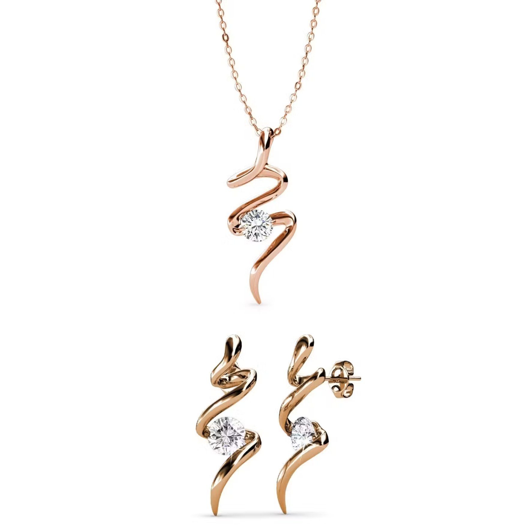 Schmuckset Roségold Set Spiral mit österreichischem Kristall