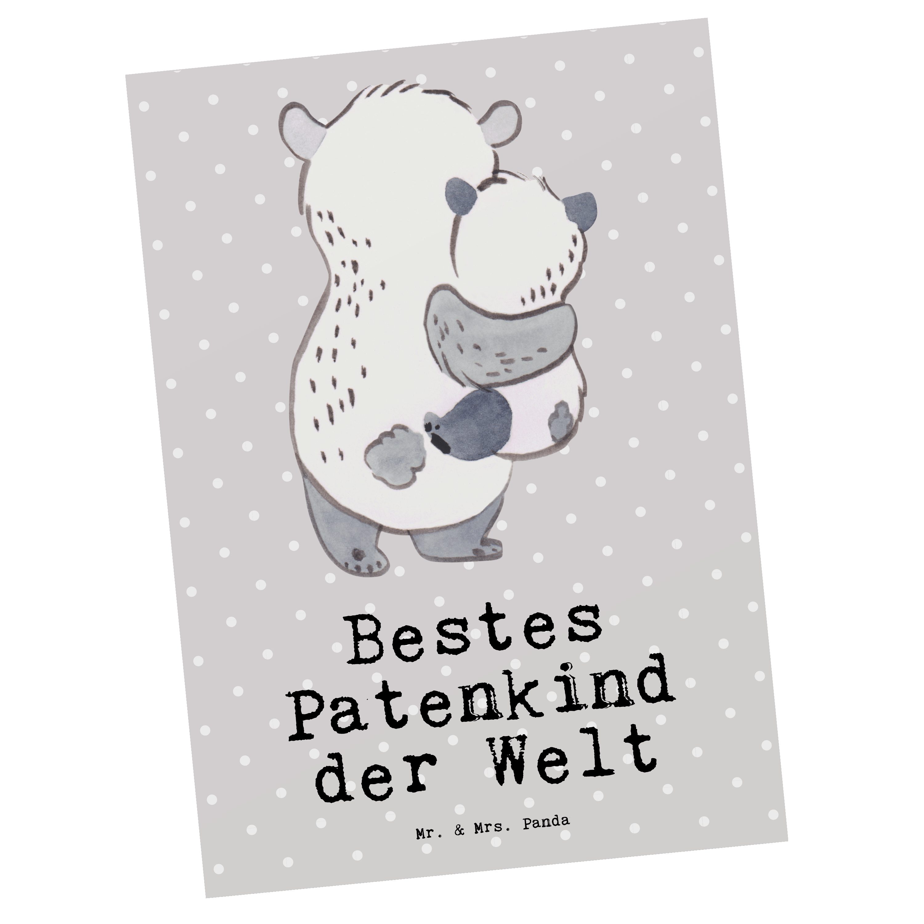 Mr. & Mrs. Panda Postkarte Panda Bestes Patenkind der Welt - Grau Pastell - Geschenk, Geschenkid
