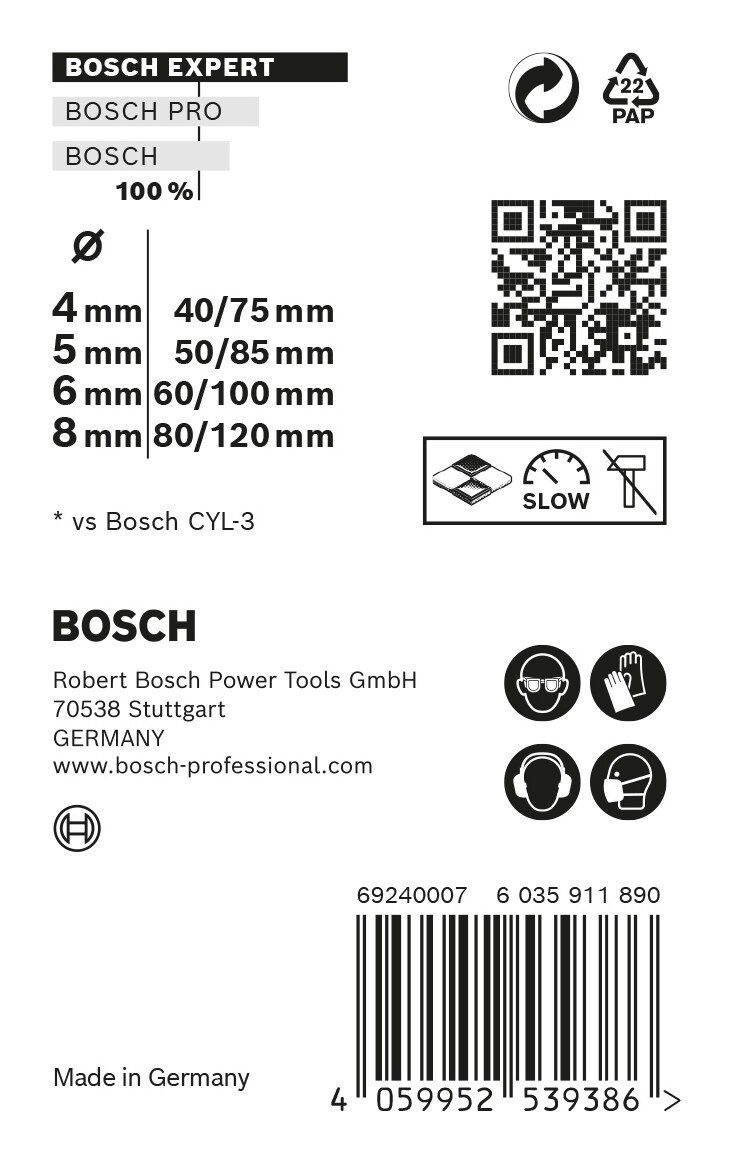 BOSCH Universalbohrer Expert CYL-9 mm 4 - Construction Robust Multi CYL-9 MultiConstruction, Expert 4-teilig - Line-Set 8 