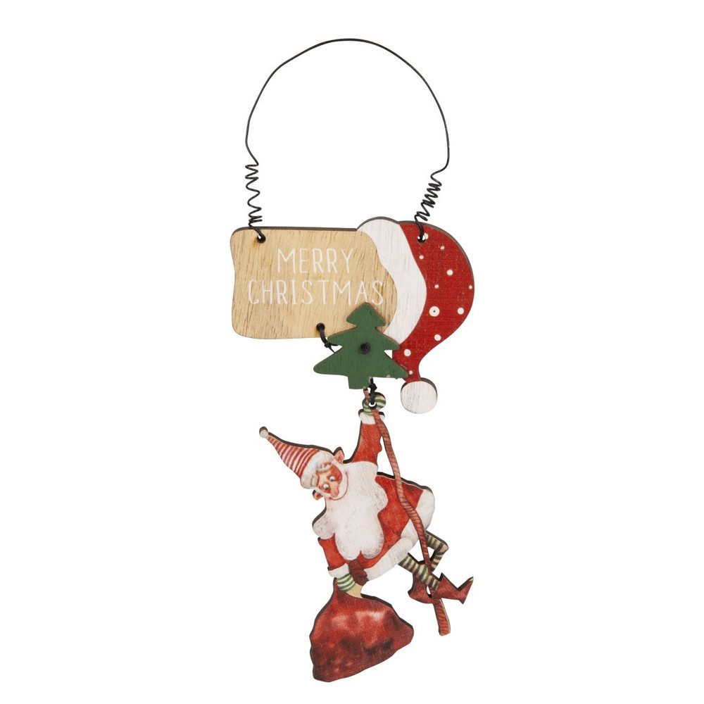 MICA Adventskranz Dekohänger Merry Christmas rot/braun/weiß/grün - ca. 22 x 8,5 cm