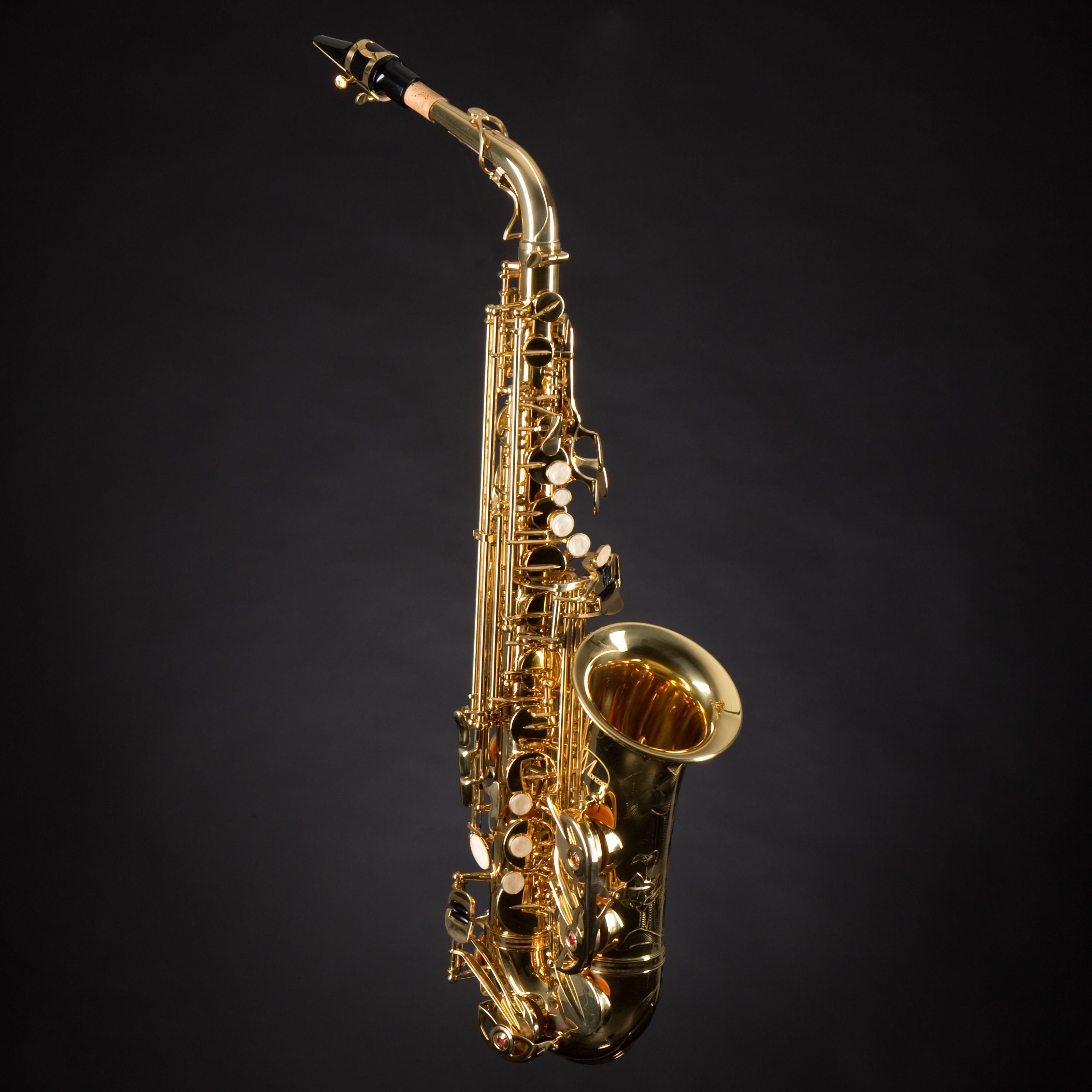 Monzani Saxophon, MZAS-350Y Alt Saxophon Professioneller Klang Leichtgängige Mechanik Pisoni Polster Inklusive Mundstück Wischer Koffer Gurt Messing Klarlack lackiert Graviert Stimmung Eb, Saxophone, Alt Saxophone, MZAS-350Y Alt Saxophon, Professioneller Klang, Leichtgängige