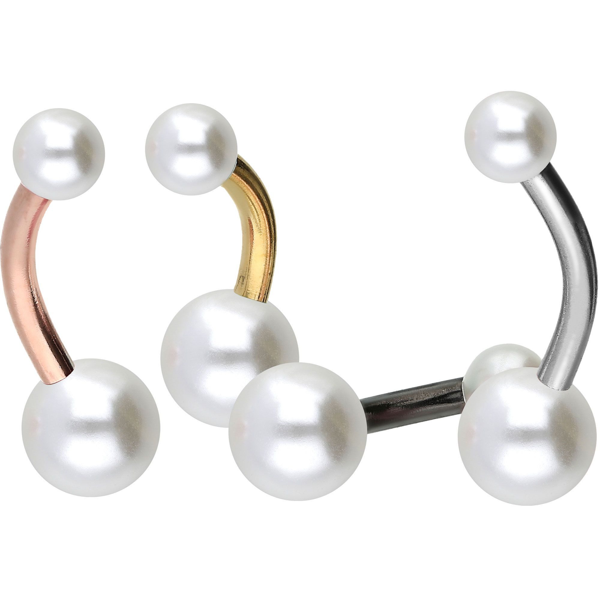 PIERCINGLINE Bauchnabelpiercing Chirurgenstahl Mini Bananabell SYNTHETISCHE PERLEN (Bananabells, 1-tlg)