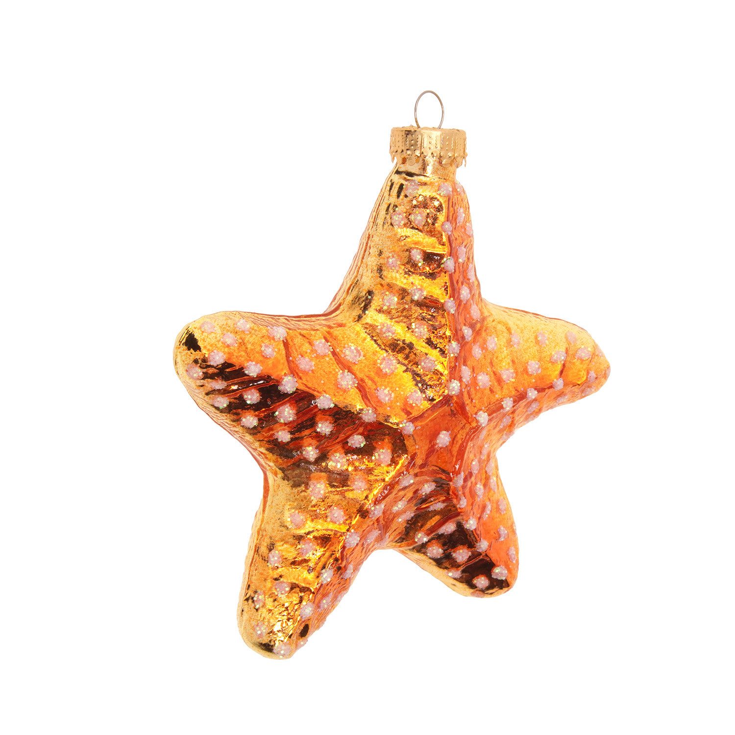 Krebs Glas Lauscha Christbaumschmuck Baumschmuck Seestern Goldfarbig 11cm