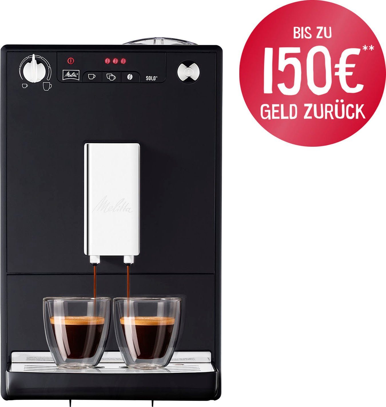 20cm Kaffeevollautomat breit Café Solo® Melitta E950-201, & crème für Perfekt nur Espresso, schwarz,