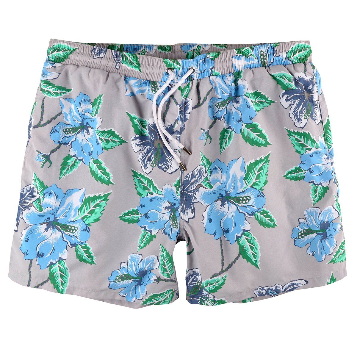Kitaro Badeshorts Kitaro Badeshorts große Größen grau Hawaiimuster