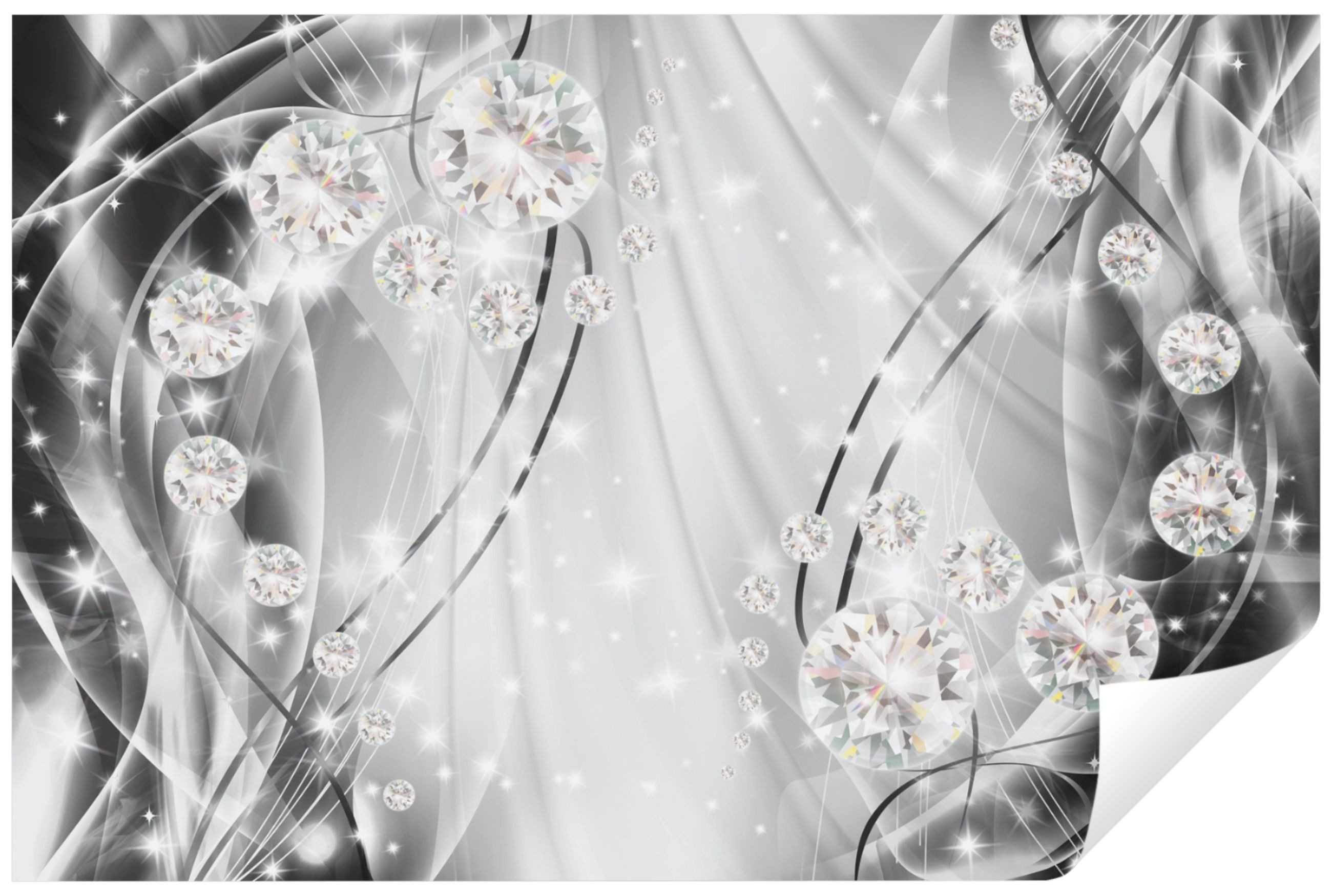 Wallarena Fototapete Abstrakt Moderne Diamant Silber 3D EFFEKT Wohnzimmer S günstig online kaufen