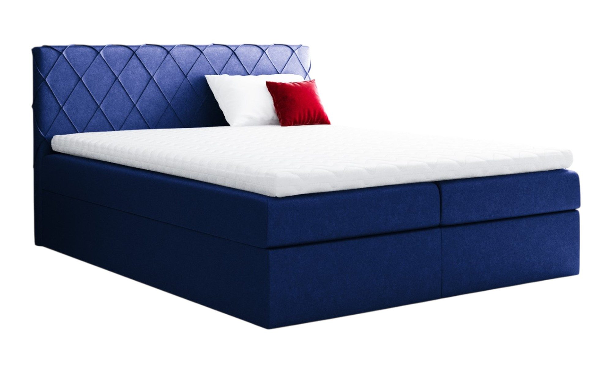 Fun Möbel Boxbett Schlafzimmerbett GRETA in Stoff Riviera (Gepolstertes Kopfteil und gepolsterte Bettkästen, inkl. Kaltschaumtopper), inkl. Bettkasten