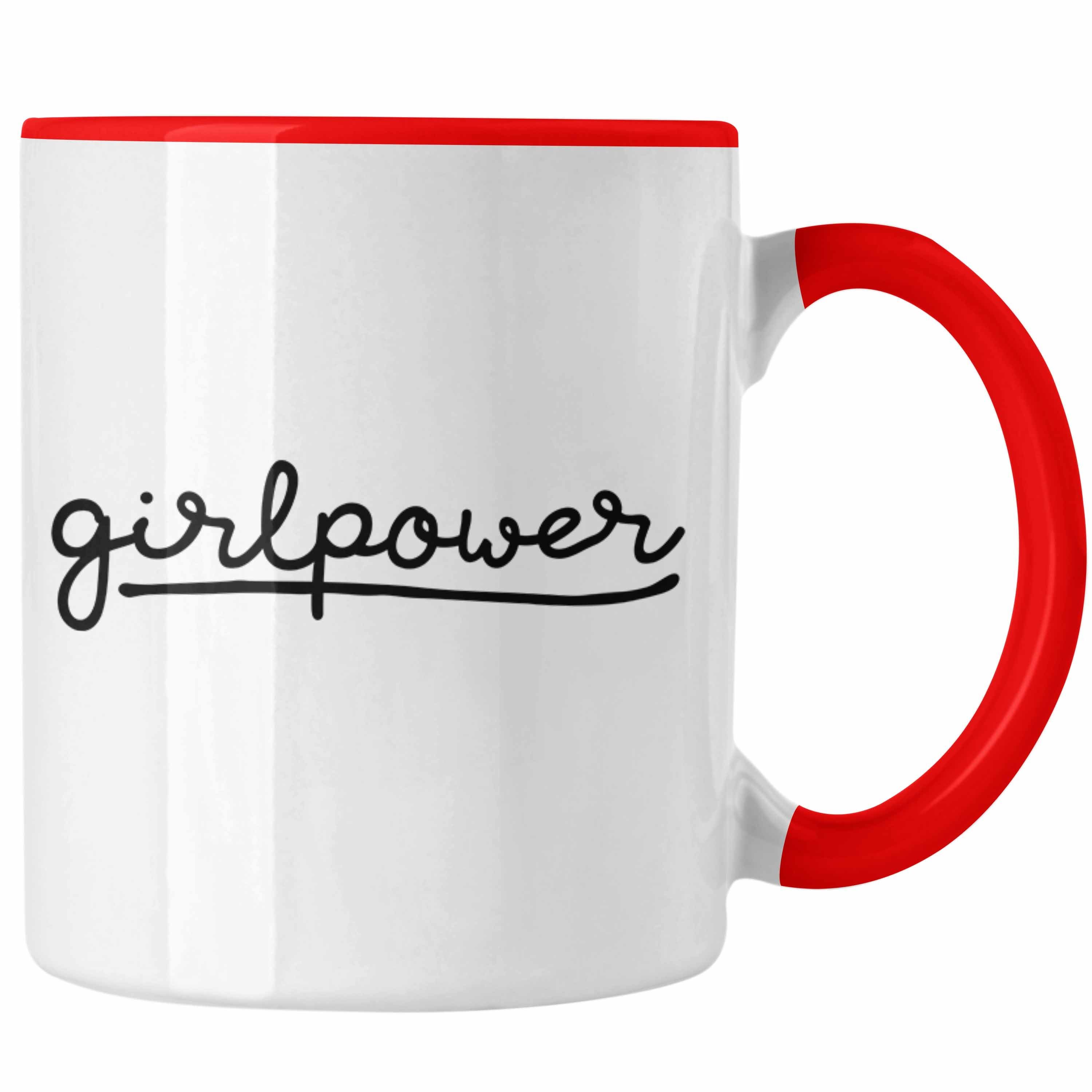 Trendation Tasse Trendation - Girlpower Tasse für Frauen Mädchen Geschenk Kaffeetasse Rot
