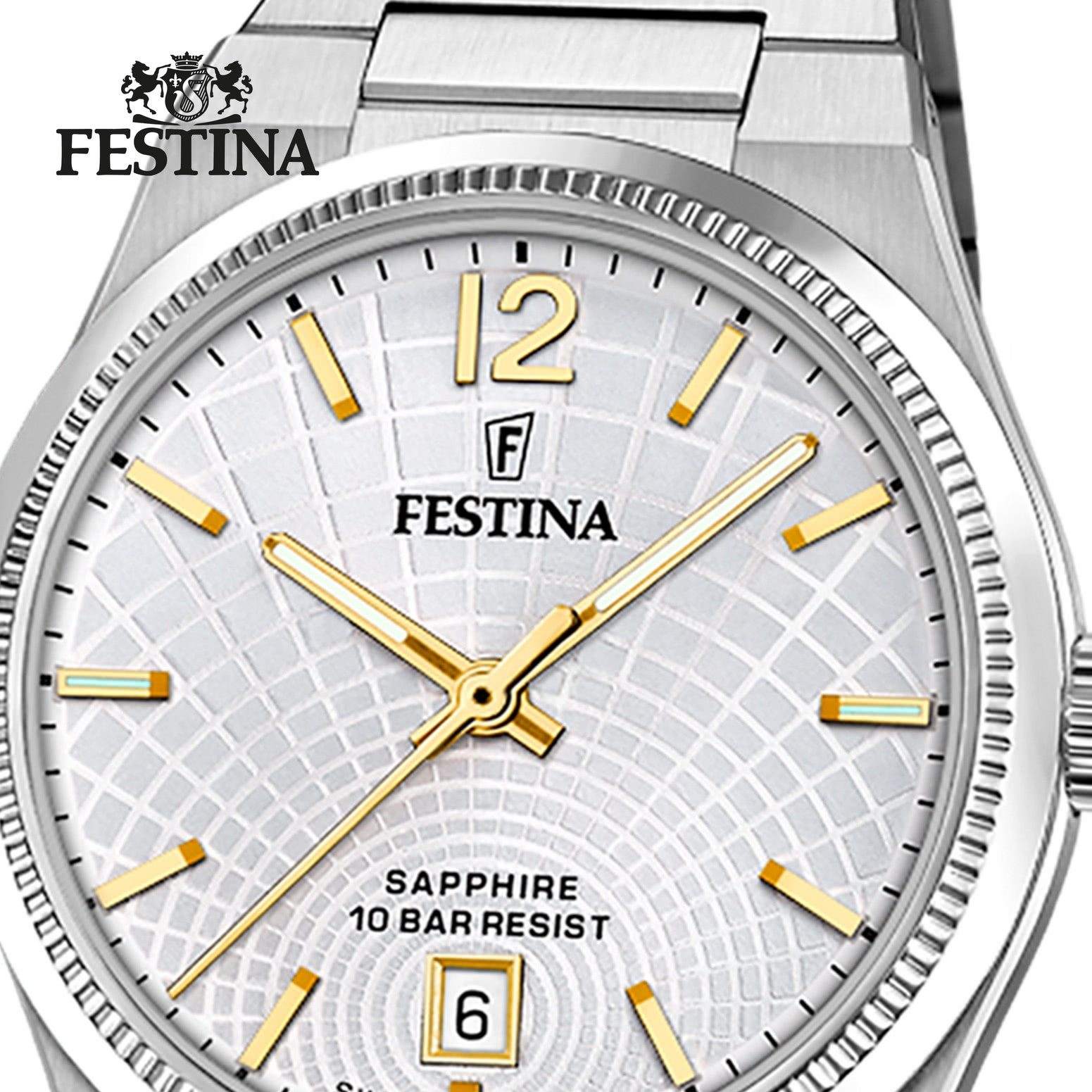 Festina Quarzuhr Festina Damenuhr Swiss Made Armbanduhr, (Analoguhr), Damen Armbanduhr rund, Edelstahlarmband silber, Elegant