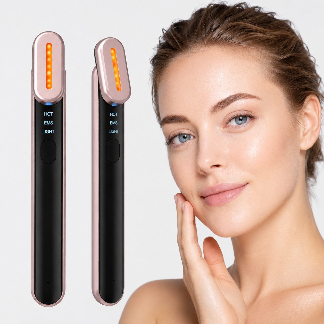 ibettertec Gesichtsmassagegerät 7-in-1 Gesichtsmassagegerät Elektrisches Augenmassagegerät mit Wärme, LED-Gesichts-Sculpting-Gerät mit 42°C Konstthermologie und Vibration, Anti-Aging, Augenpflege und Hautlifting