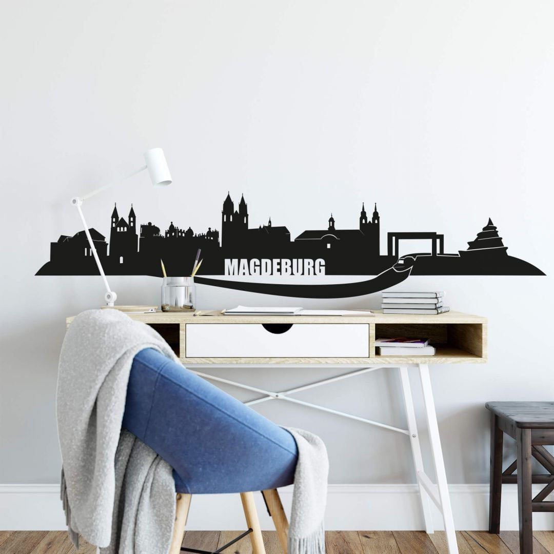 Wall-Art Wandtattoo Stadt (1 St) Skyline Magdeburg 120cm