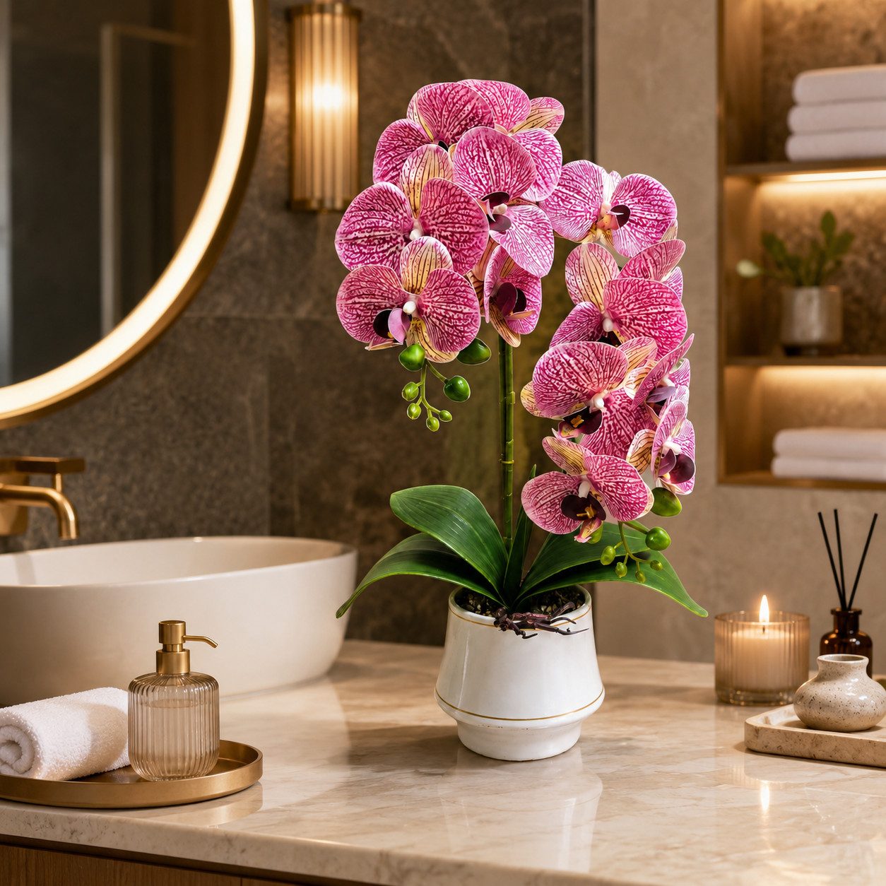 Kunstorchidee PASCH® Orchidee künstlich wie echt in Hochglanz-Keramiktopf Orchidee, PASCH, Hochglanz Keramiktopf – Bild 5 von 5