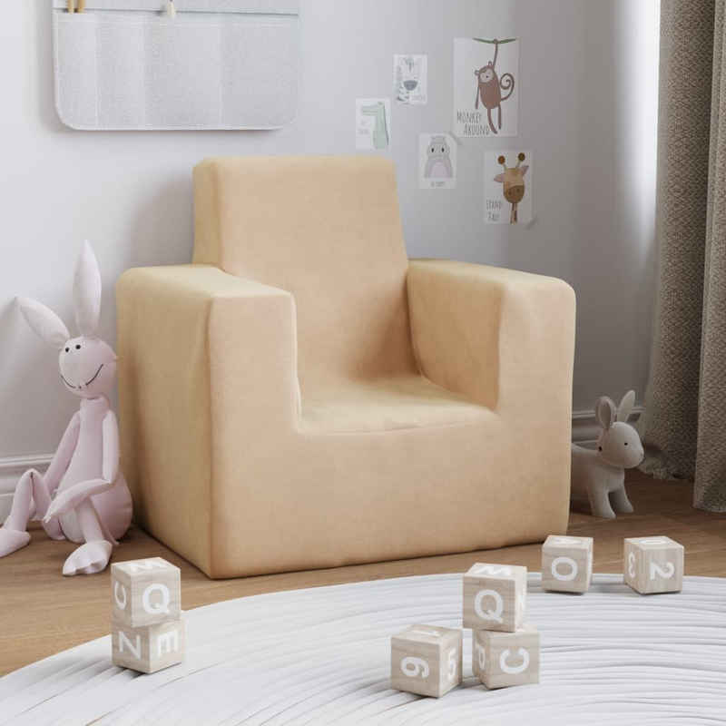 furnicato Kindersofa Creme Weich Plüsch