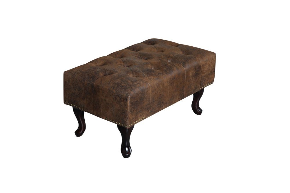 riess-ambiente Fußhocker CHESTERFIELD 80cm antik braun, mit Massivholzbeinen
