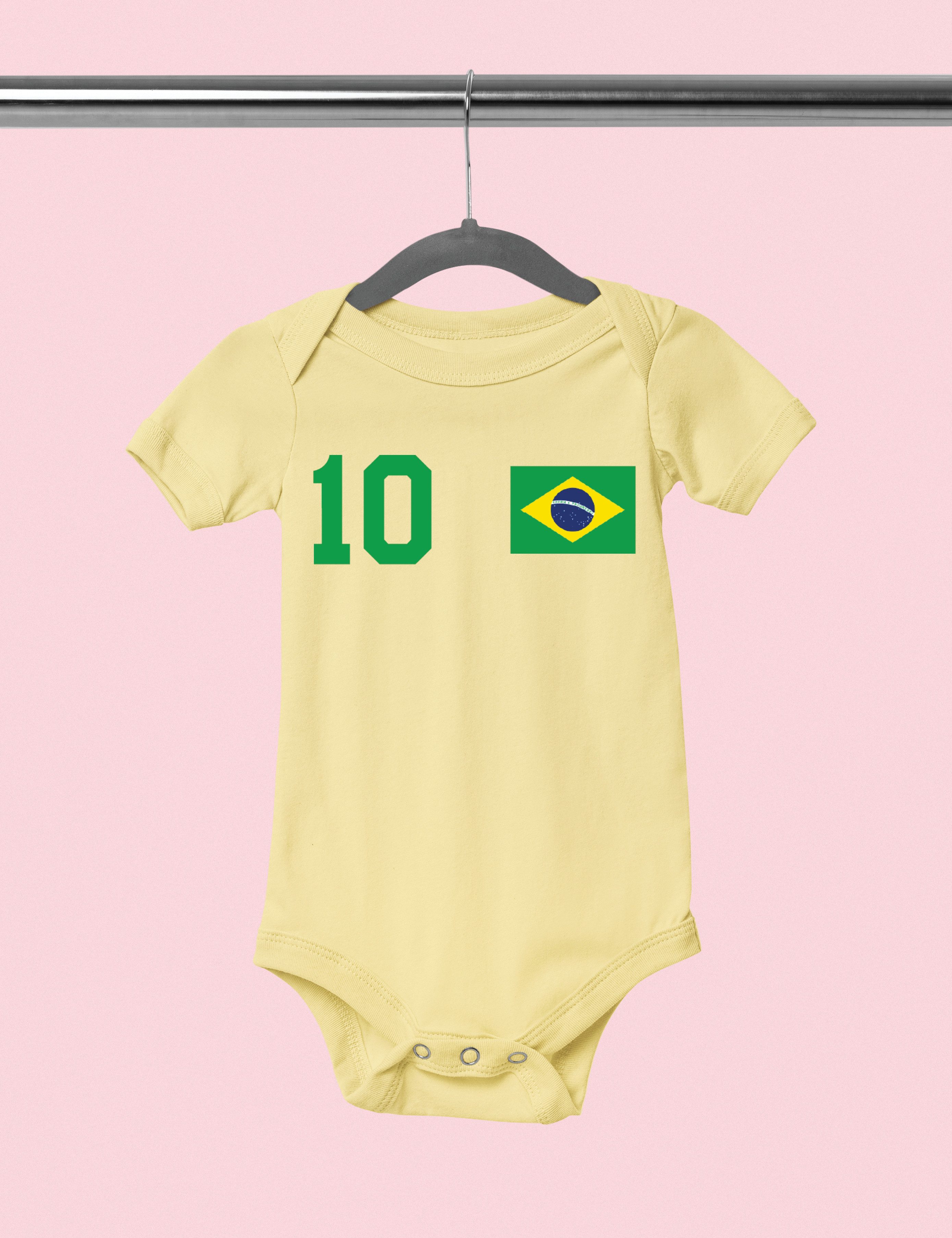 Youth Designz Kurzarmbody Brasilien Fußball Kinder Baby Body Strampler Geschenk mit modischen Aufdruck für Jungs und Mädchen