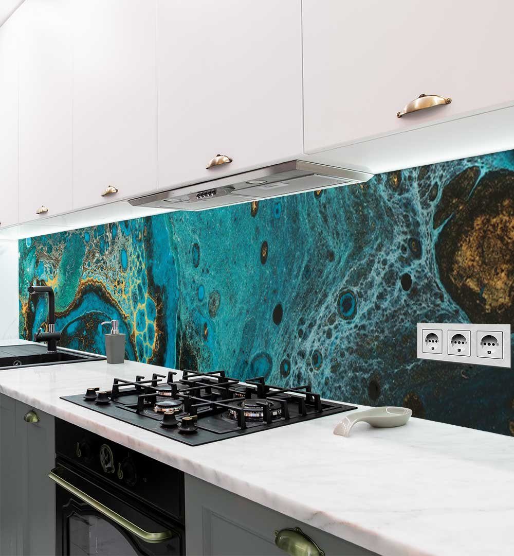 MyMaxxi Dekorationsfolie Küchenrückwand selbstklebend Acrylfarbverlauf Spritzschutz Folie, (Klebefolie passend geschnitten und gerollt)